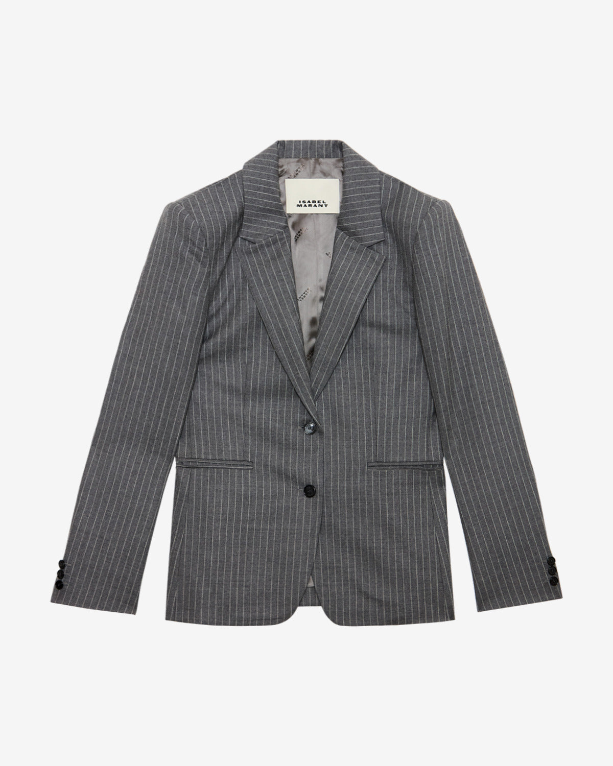 Chaqueta de traje reva en lana virgen a rayas - Gris - Woman - 1