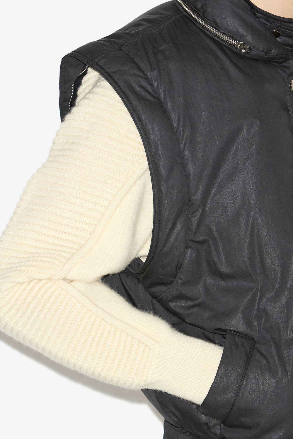 Chaqueta cazadora corta de algodón kasim - Negro lavado - Man - 3