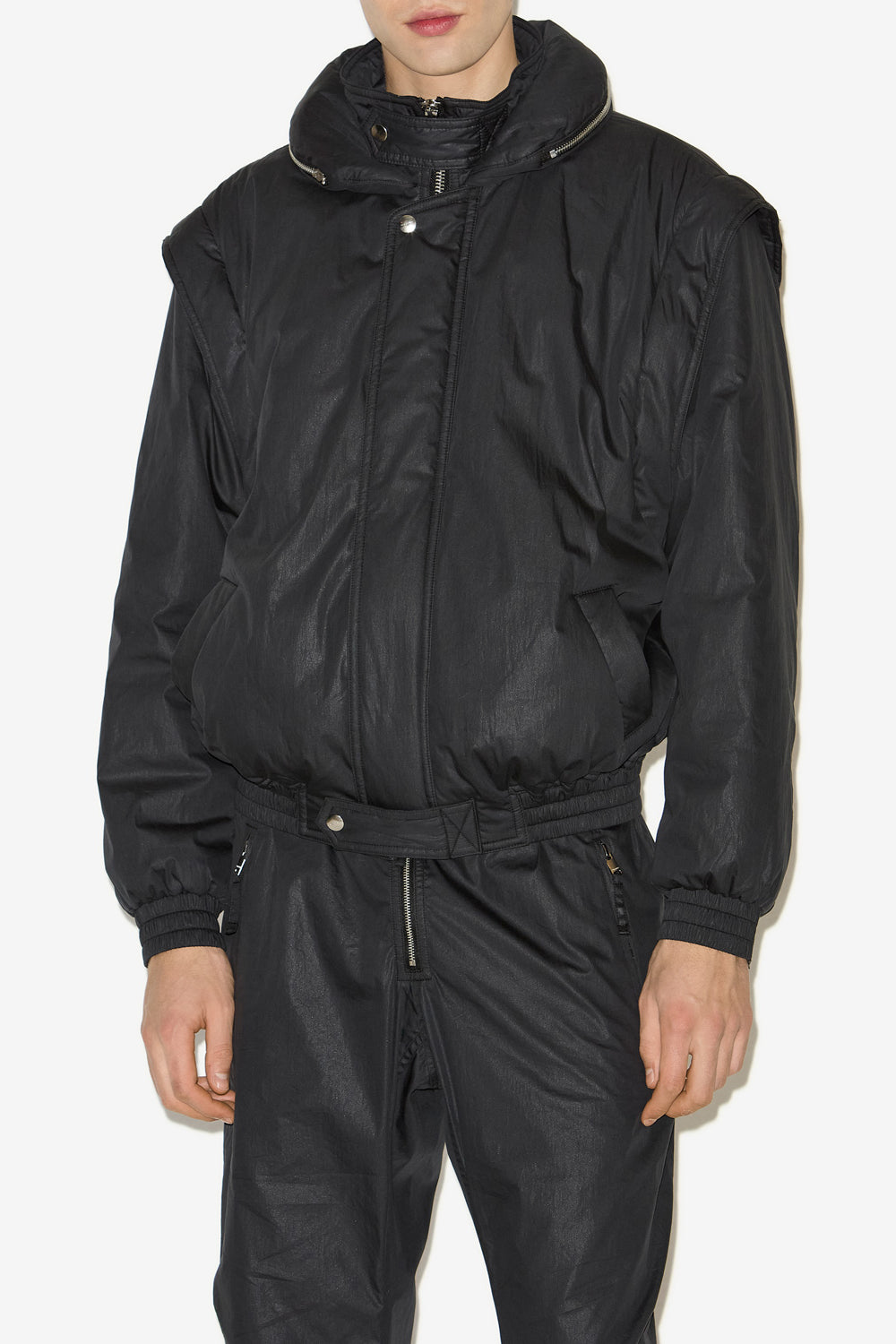 Chaqueta cazadora corta de algodón kasim - Negro lavado - Man - 4