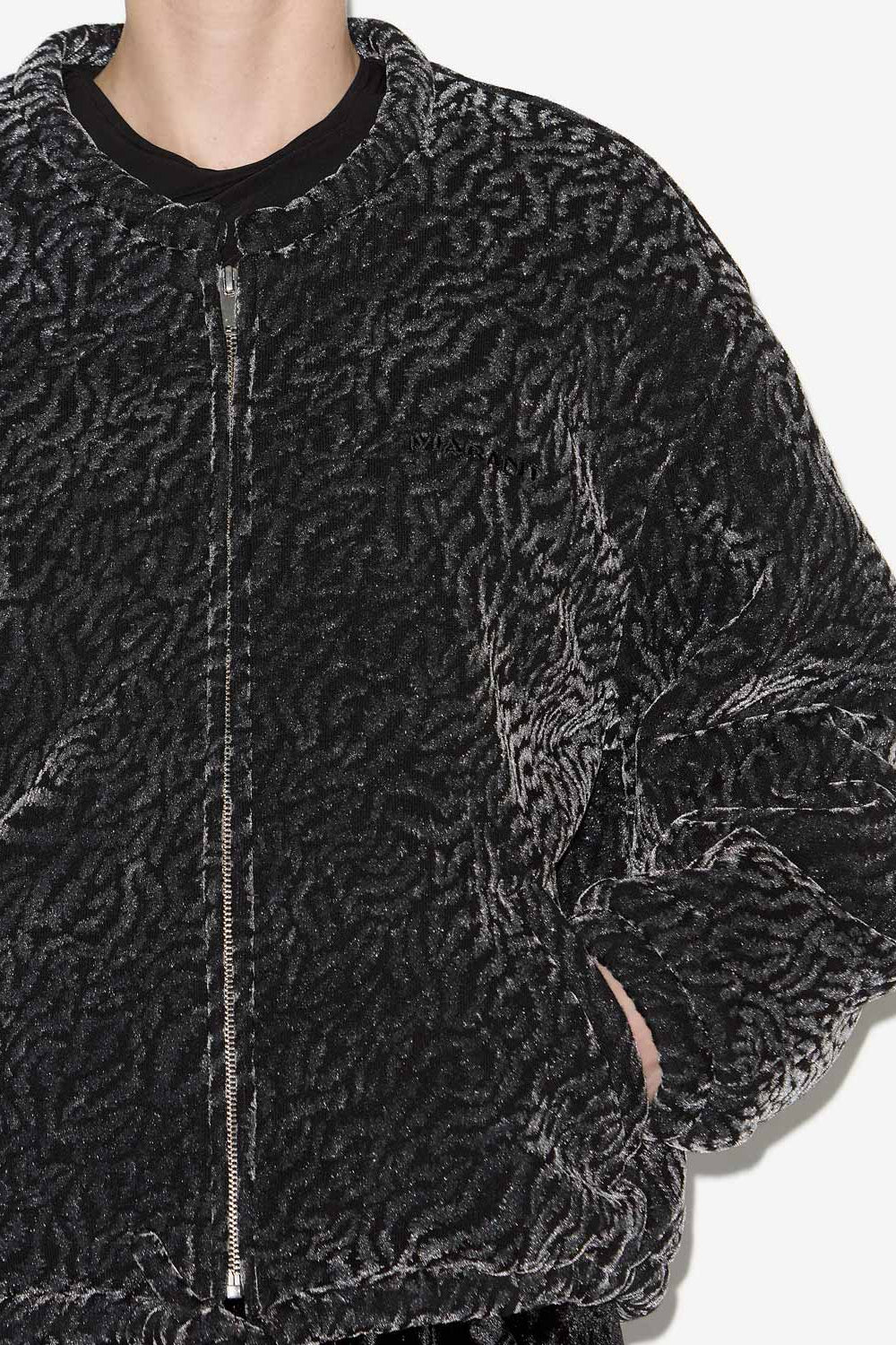 Chaqueta bomber de terciopelo devoré abelina - Metallic black - Woman - 3