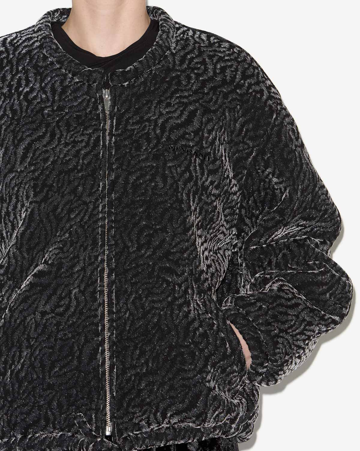 Veste bomber abelina en velours dévoré - Noir métallique - Woman - 2