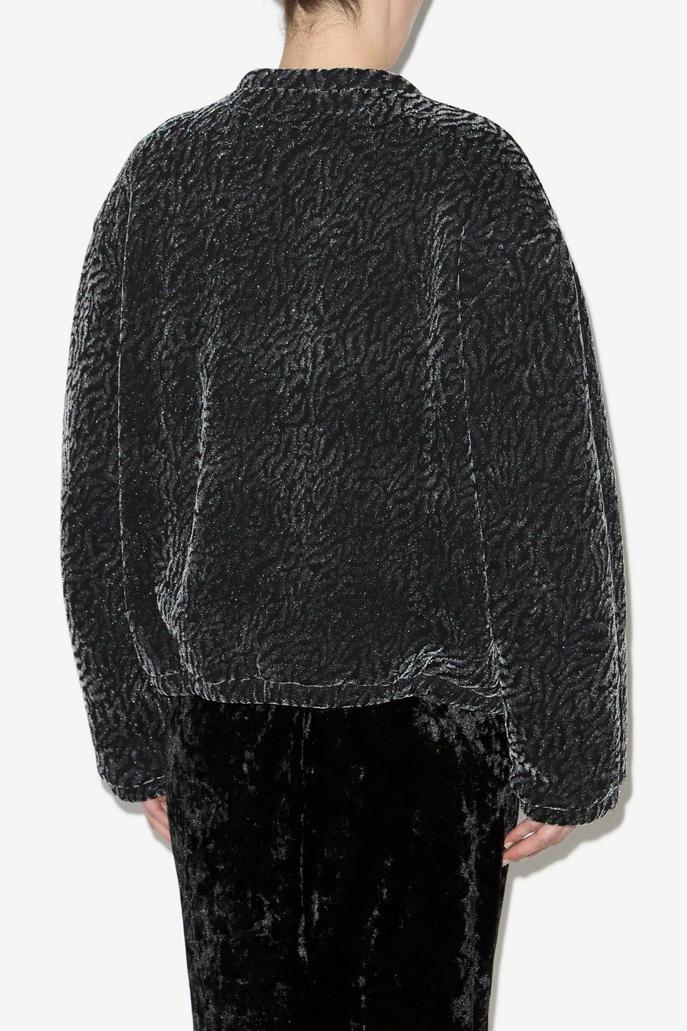 Chaqueta bomber de terciopelo devoré abelina - Metallic black - Woman - 5