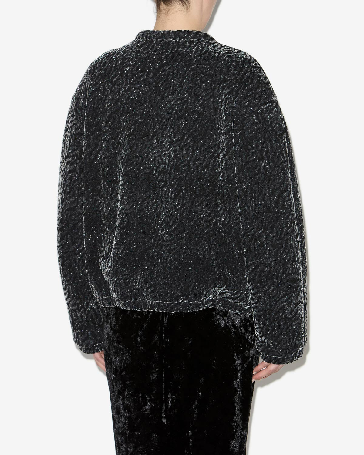 Veste bomber abelina en velours dévoré - Noir métallique - Woman - 4