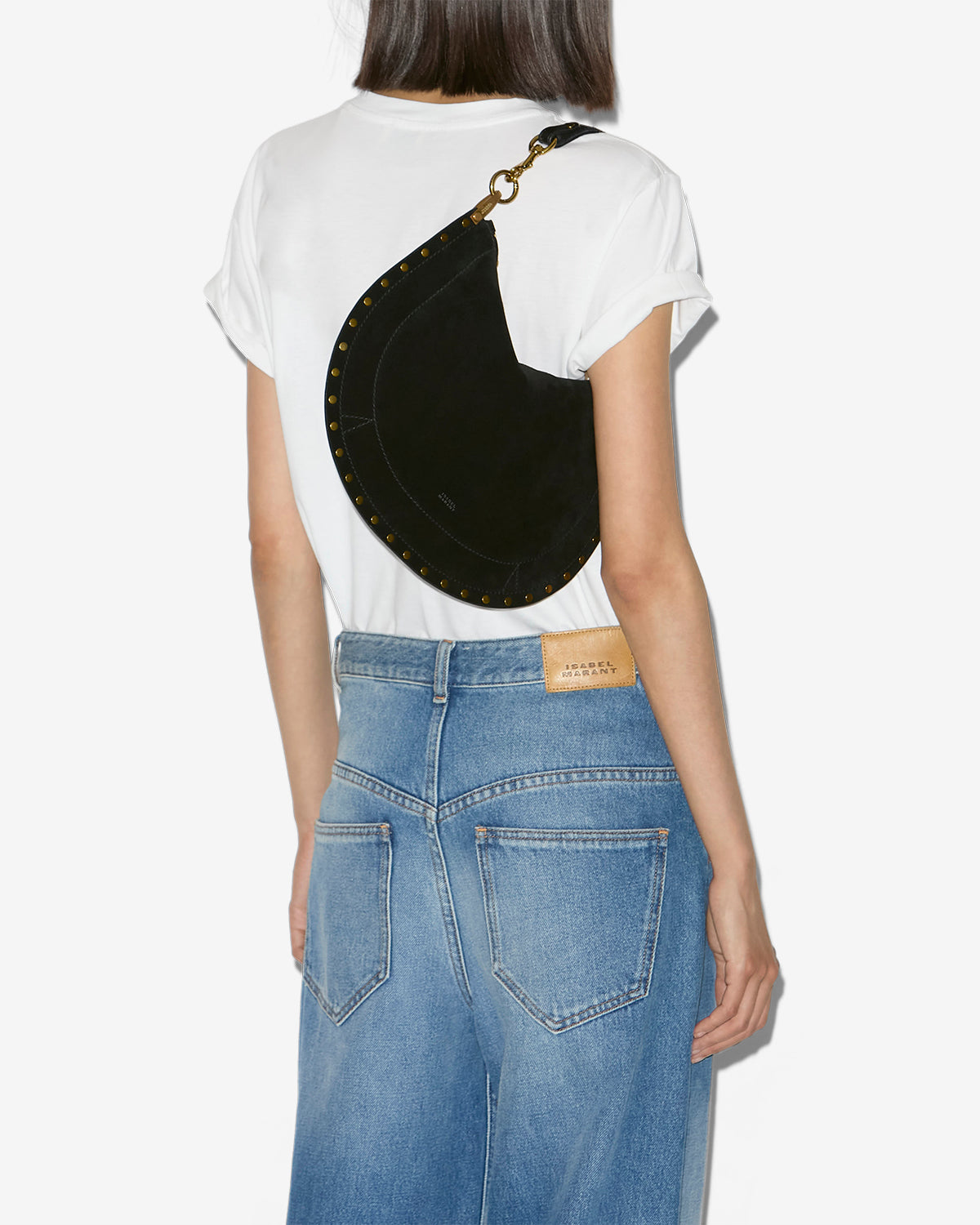 Oskan soft zip bag in suede calfskin leather - Black - Woman - 4