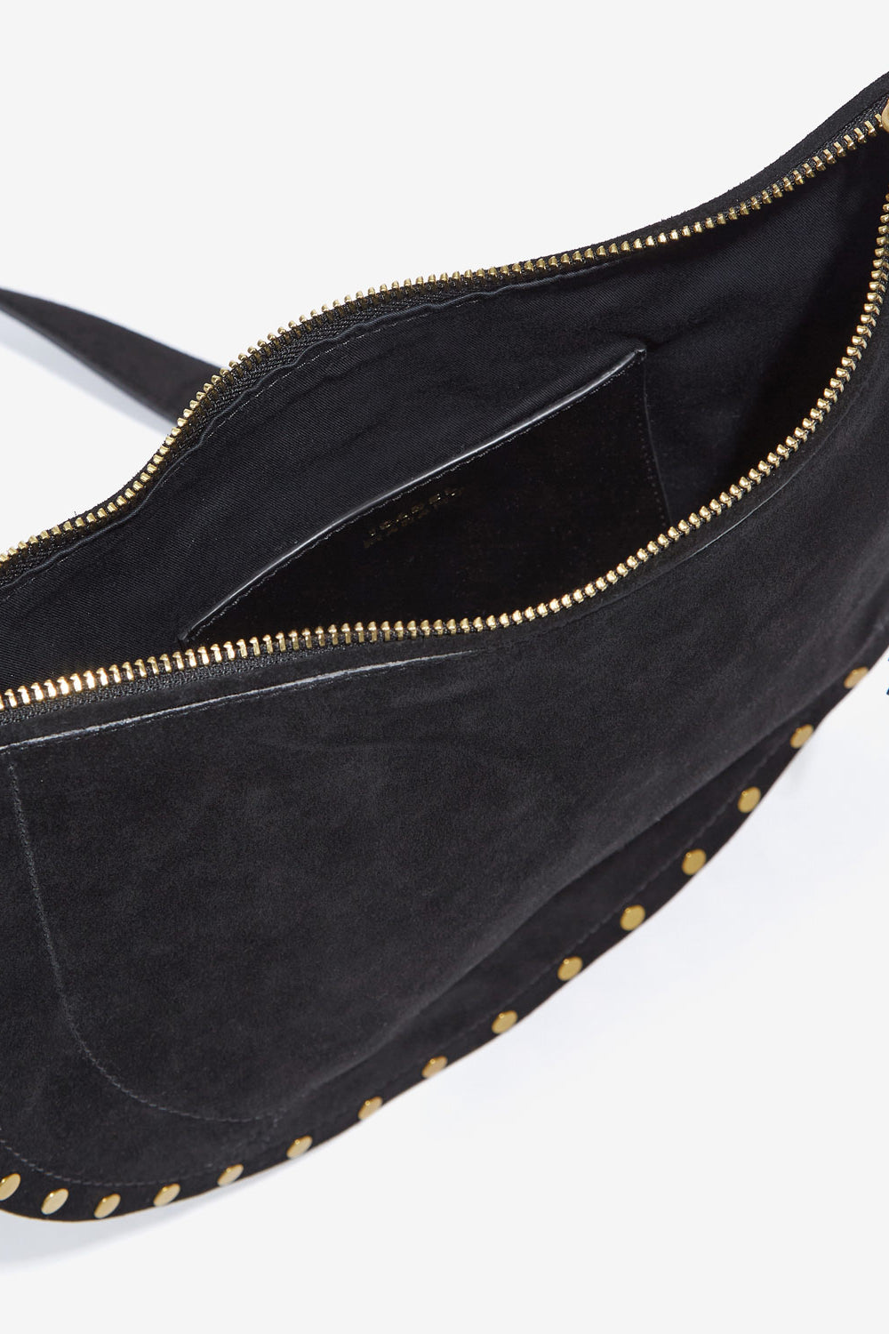 Oskan soft zip bag in suede calfskin leather - Black - Woman - 4