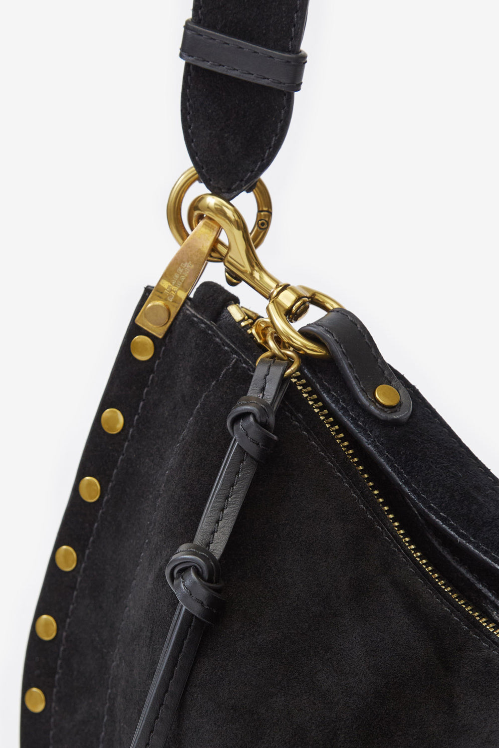 Oskan soft zip bag in suede calfskin leather - Black - Woman - 8