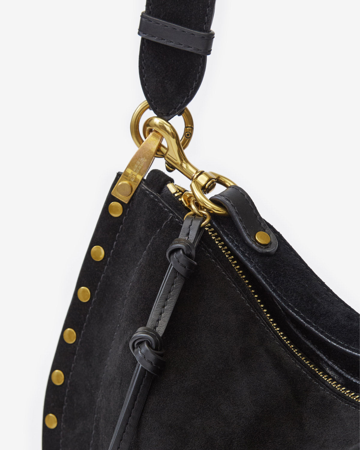 Oskan soft zip bag in suede calfskin leather - Black - Woman - 8