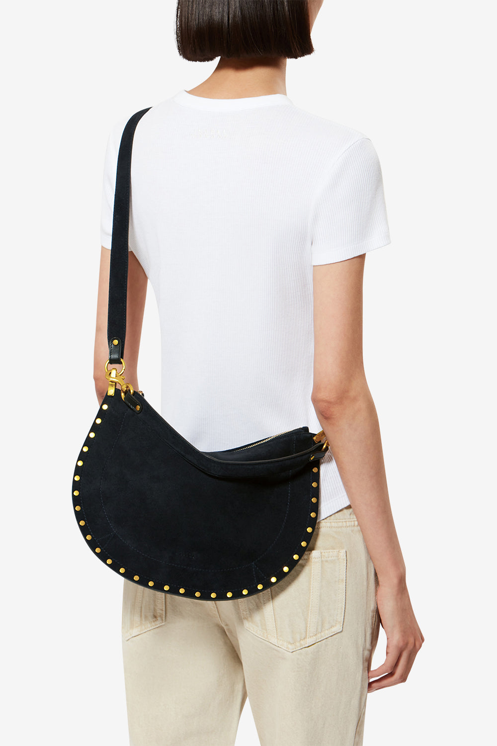 Oskan hobo soft zip 땋은 스웨이드 송아지 가죽 핸드백 - Dark midnight - Woman - 7