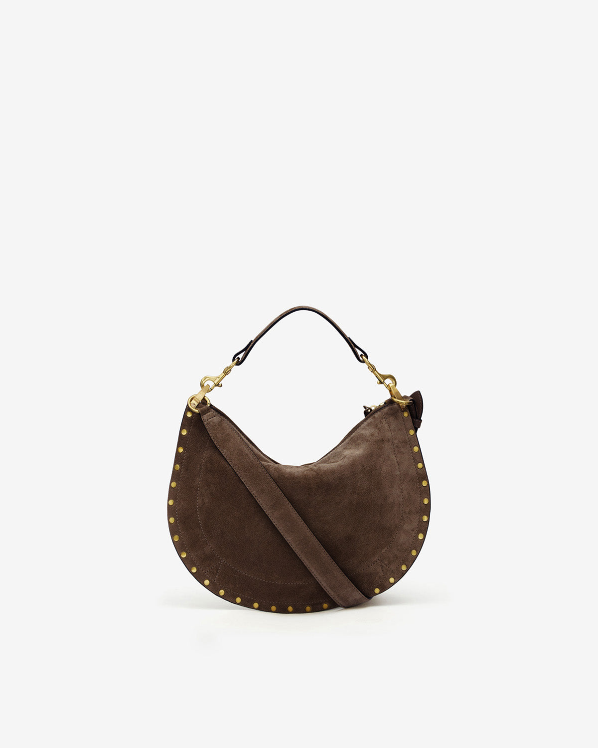 Oskan Soft Zip bag in grained leather Woman Coffee | ISABEL MARANT