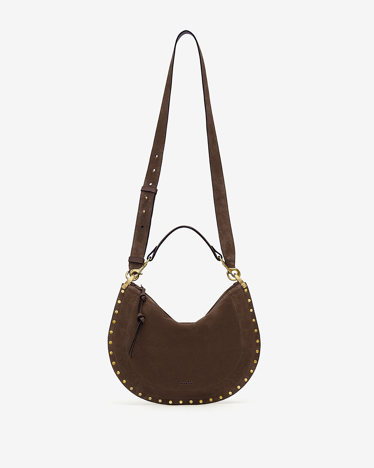 Oskan Soft Zip bag in grained leather Woman Coffee | ISABEL MARANT