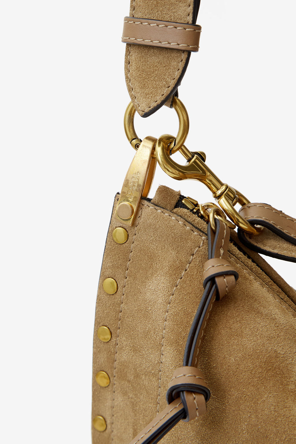 Oskan soft zip bag in suede calfskin leather - Taupe - Woman - 7