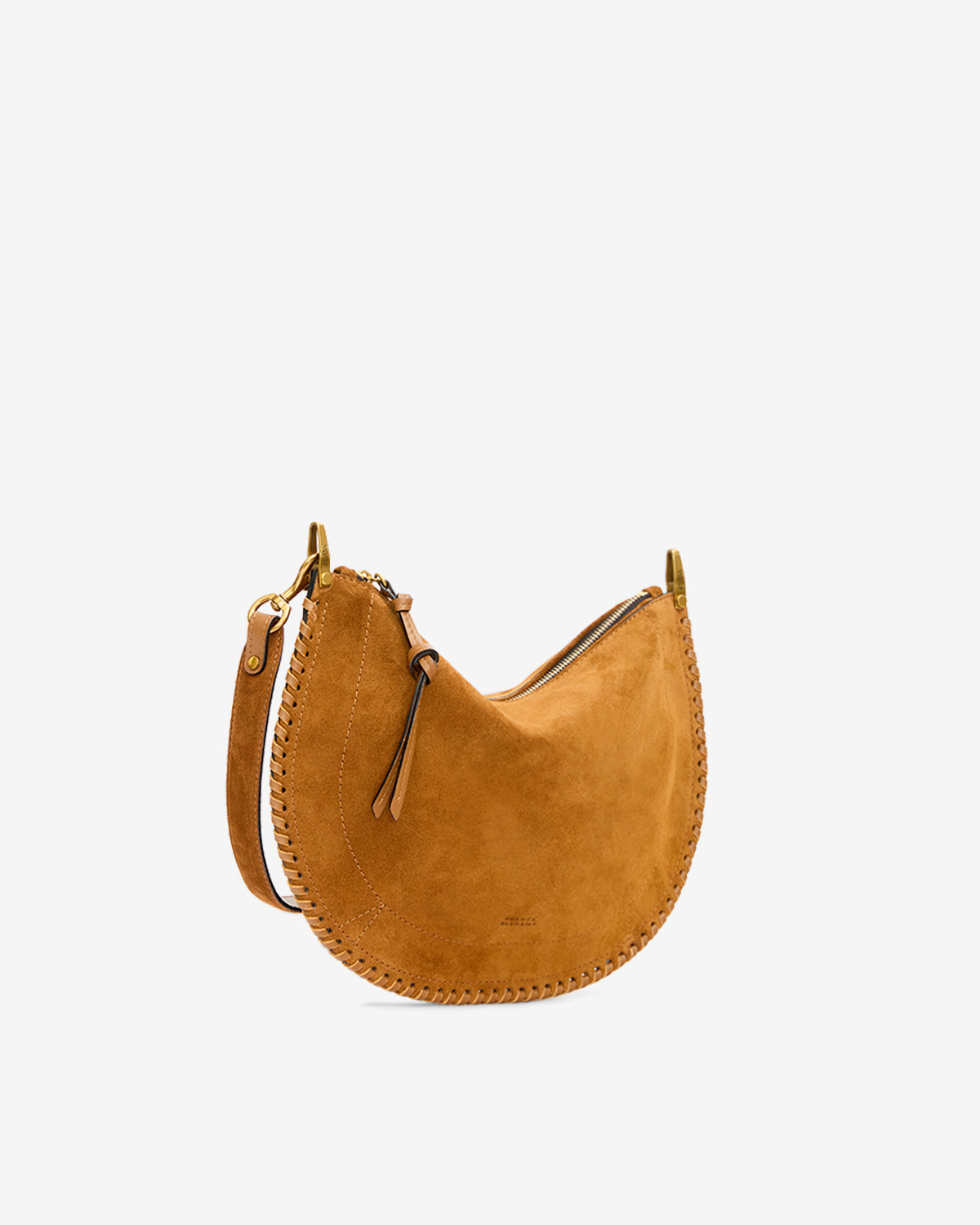 Tasche oskan soft zip aus geflochtenem kalbs-veloursleder - Cognac - Woman - 6