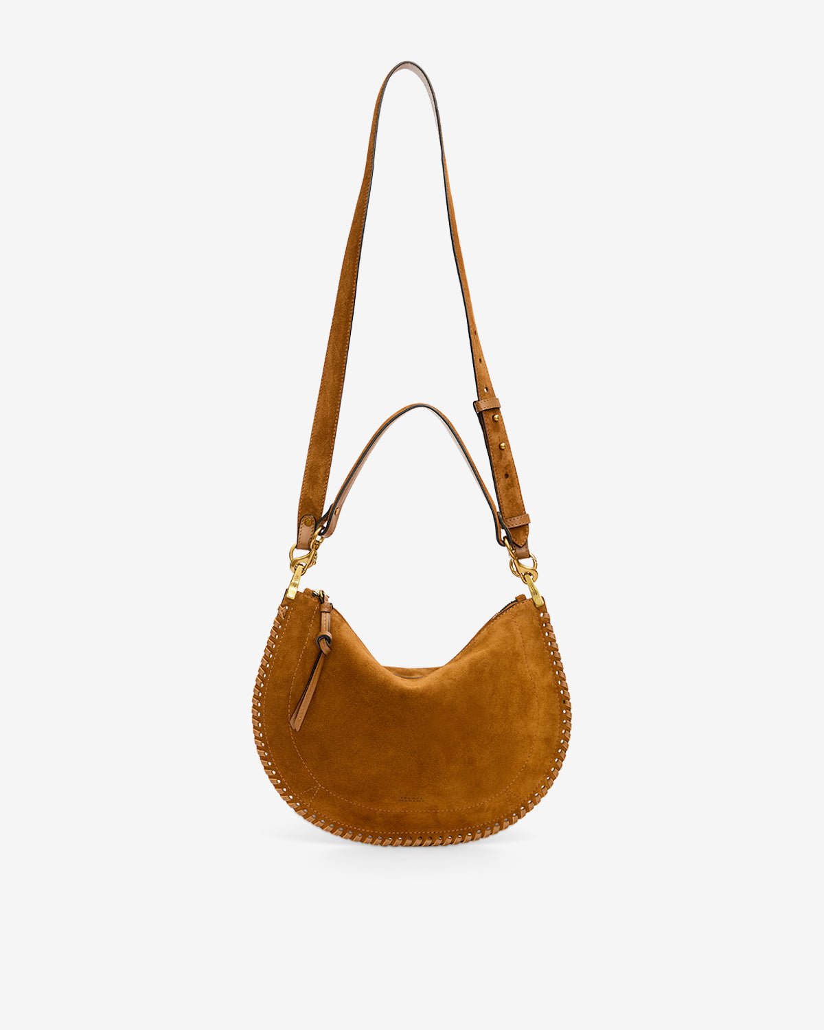 Tasche oskan soft zip aus geflochtenem kalbs-veloursleder - Cognac - Woman - 7