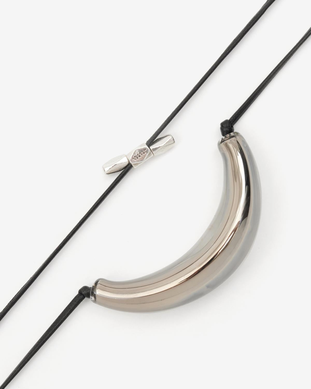 Oyan leather bracelet with oversized bead - Gun metal-silver - Woman - 3