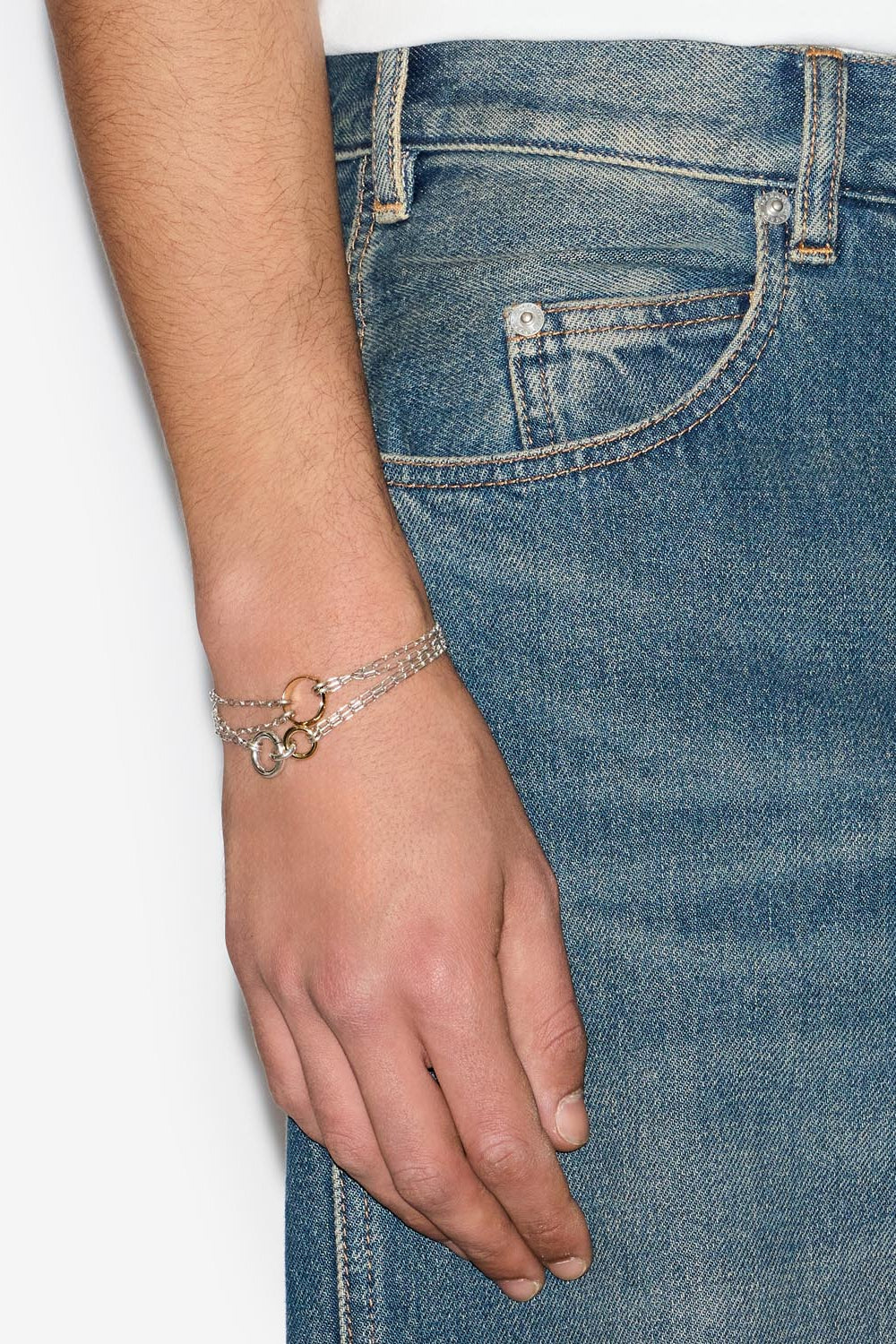 Bracciale con catene e anelli dancing ring man - Silver-gold - Man - 2