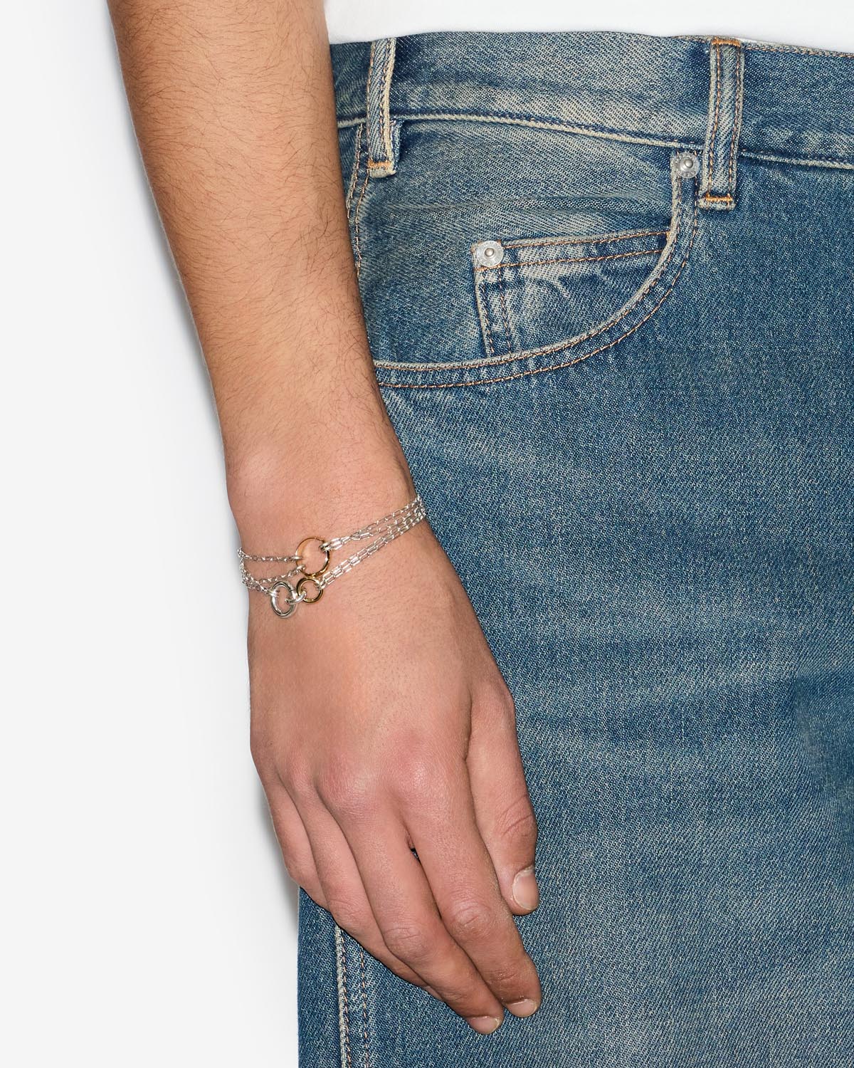 Bracelet chaînes et anneaux dancing ring man - Argenté-doré - Man - 2