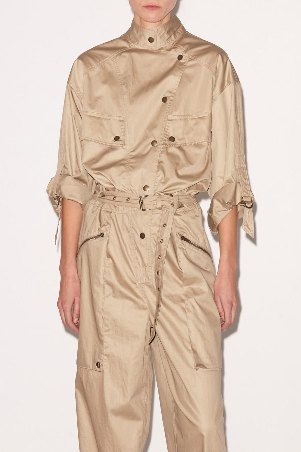 Mono de algodón con cinturón jocelyne - Caqui - Woman - 4