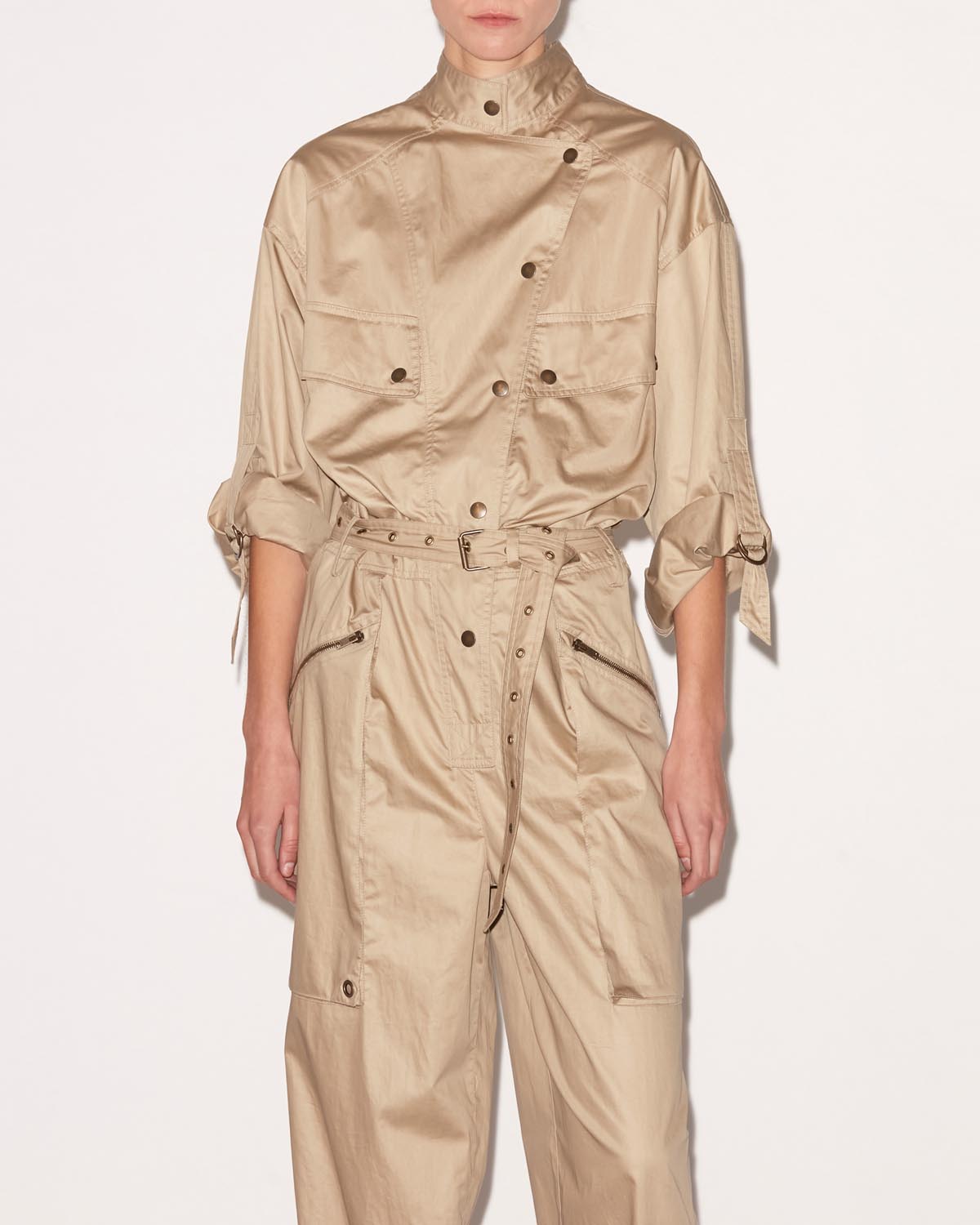 Jocelyne コットン ベルト付き パンツ ジャンプスーツ - カーキ - Woman - 3