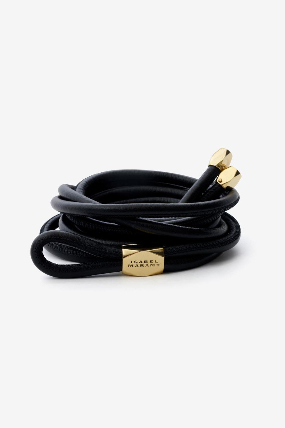 Cinturón de piel y metal silvia - Black and gold - Woman - 2