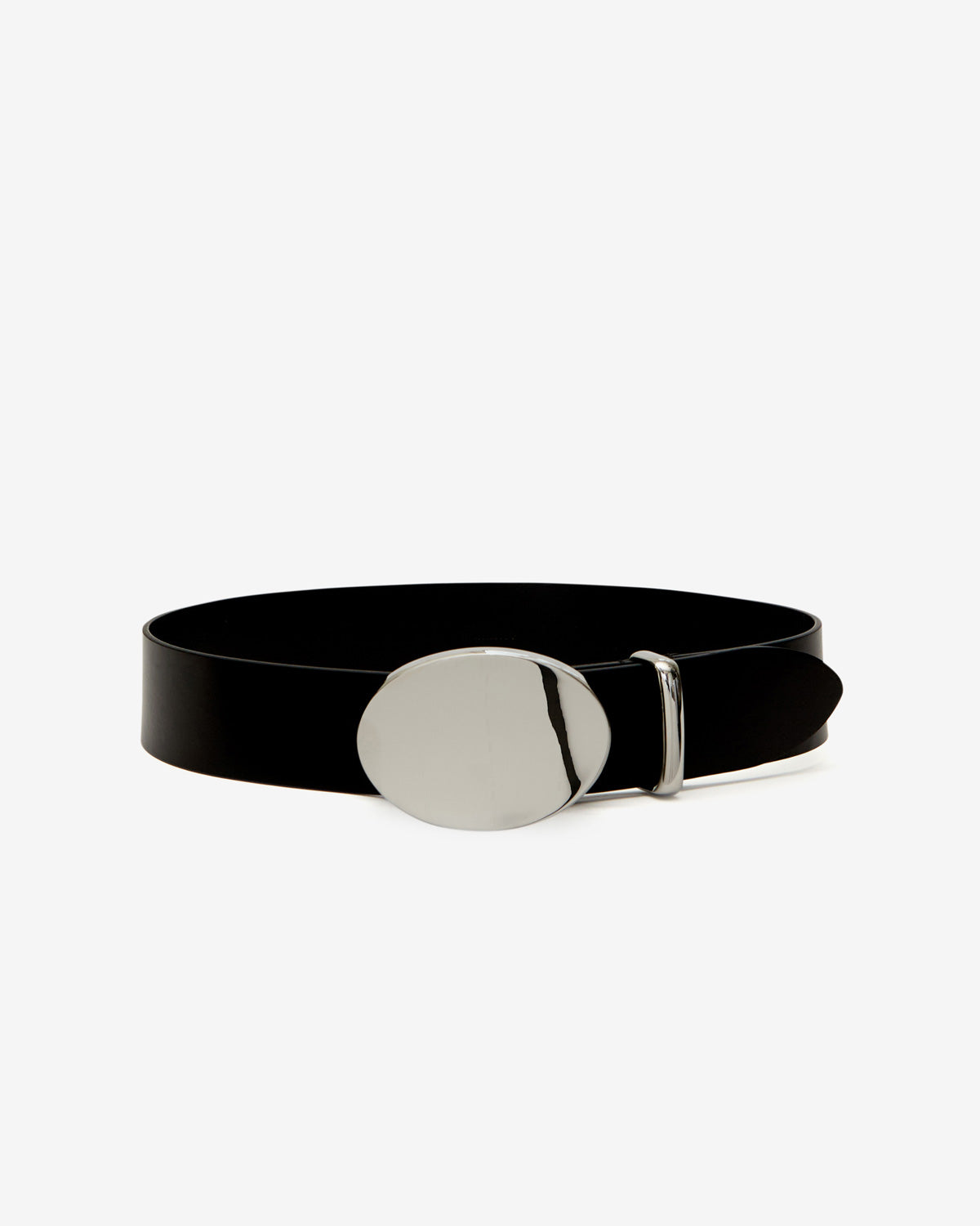 Leonie wide belt with oval buckle - Black-palladium - Woman - 1