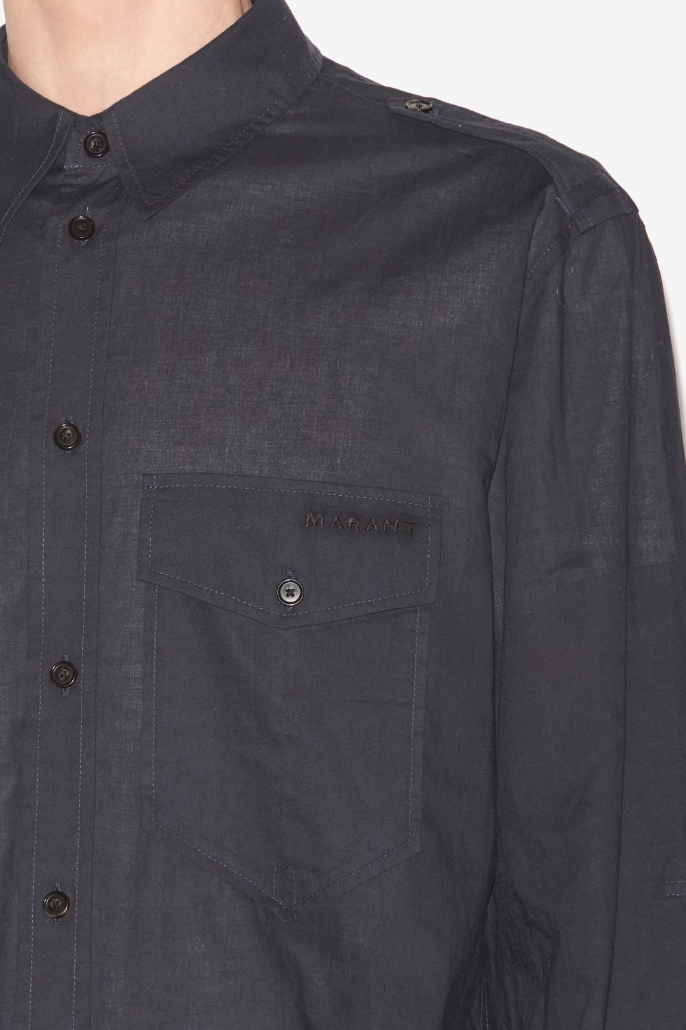 Camicia in cotone tinta unita cesar - Nero - Man - 3