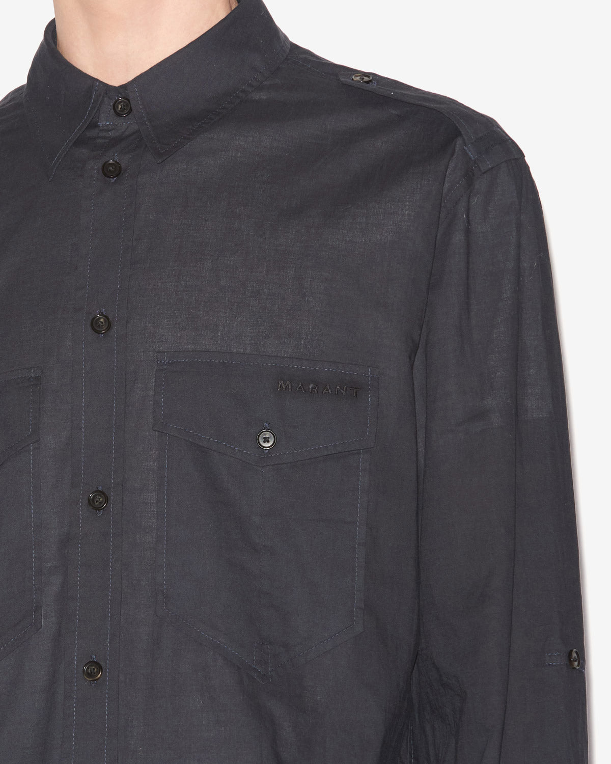 Cesar plain cotton shirt - Black - Man - 2