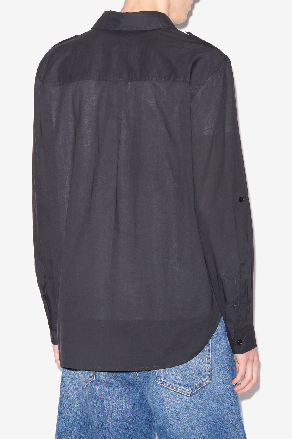 Camicia in cotone tinta unita cesar - Nero - Man - 5