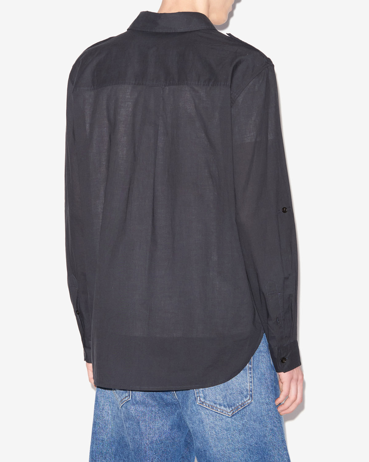 Cesar plain cotton shirt - Black - Man - 4