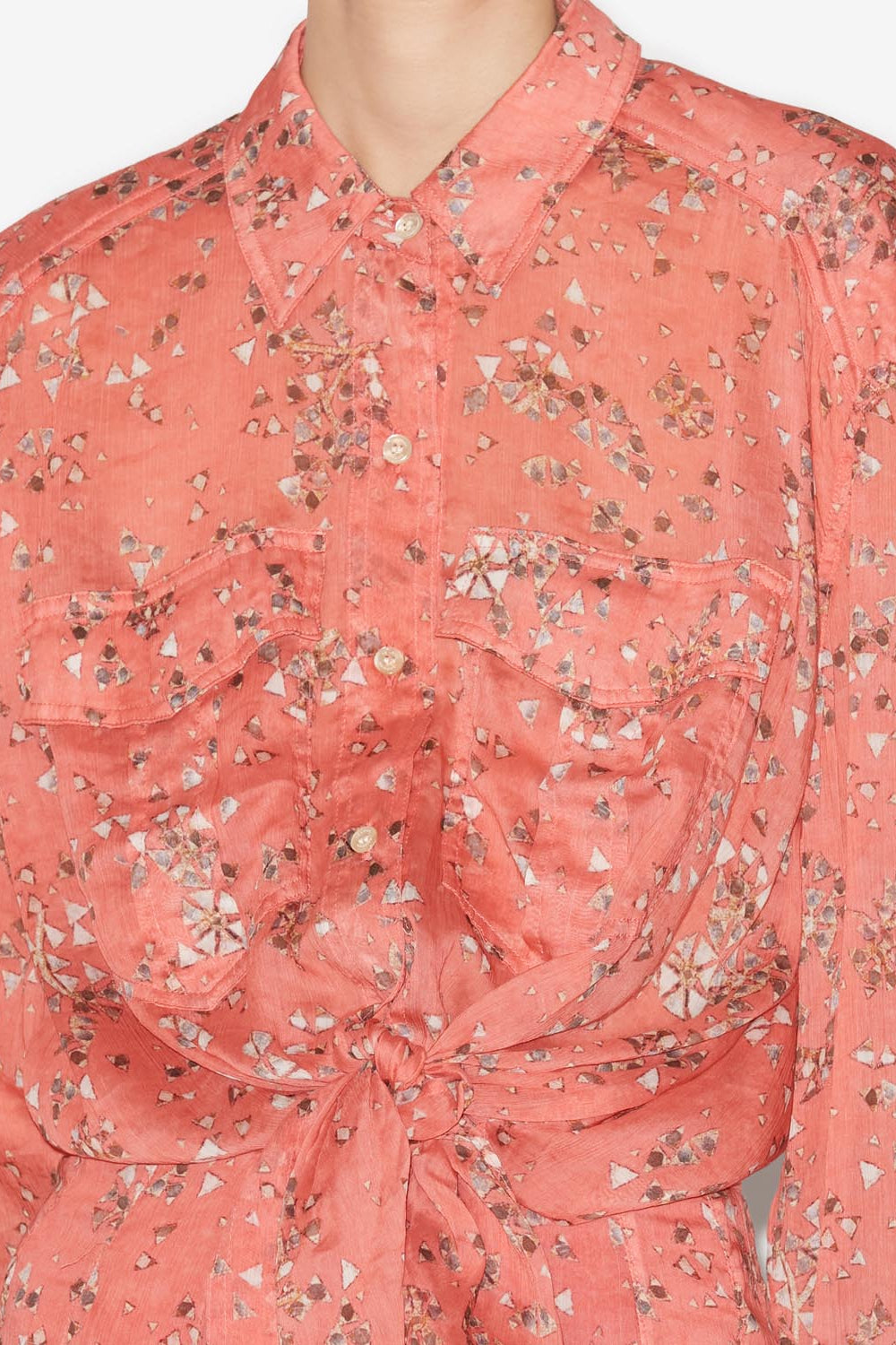 Cathy printed shirt with bow - Shell pink - Woman - 3