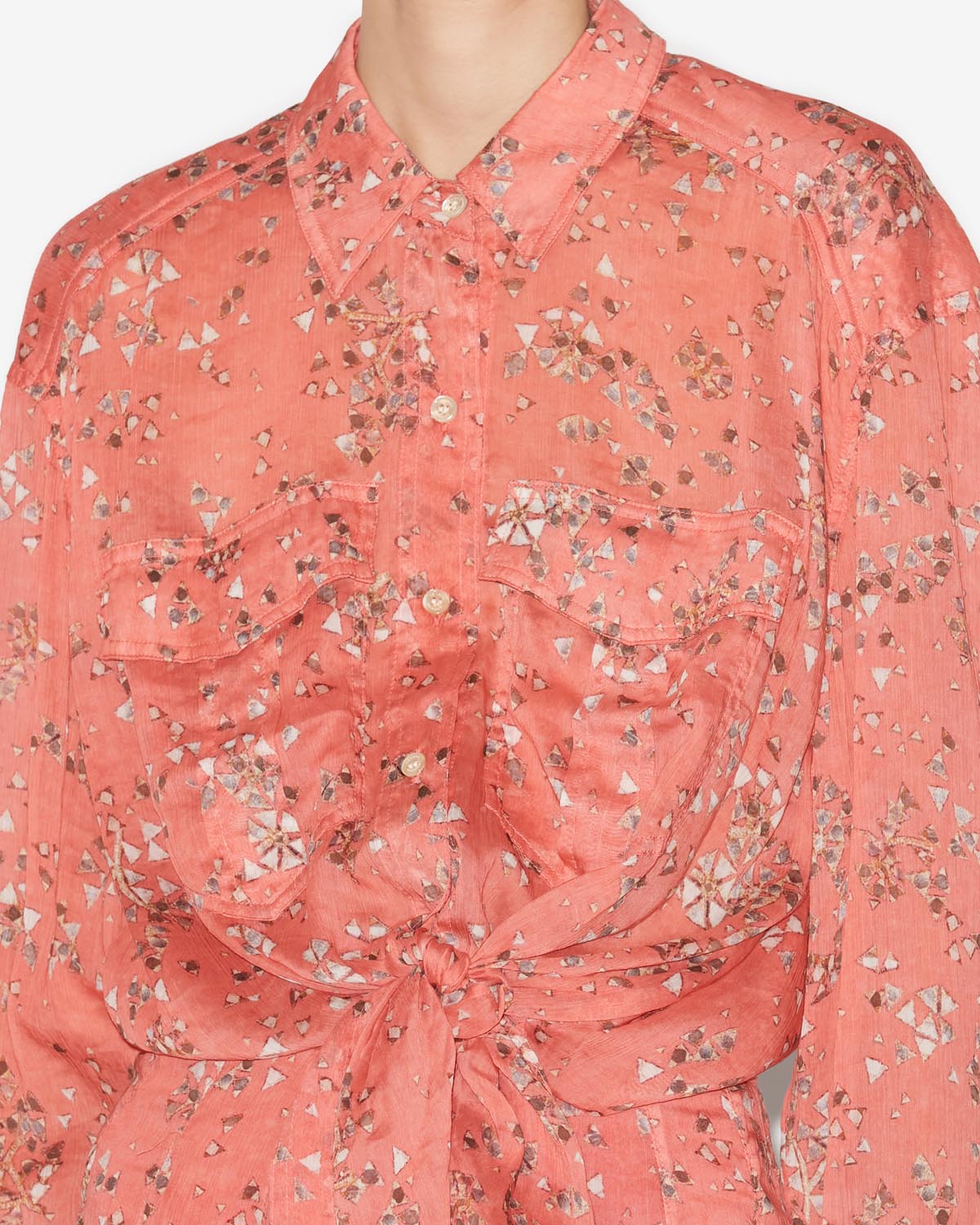 Camicia stampata con fiocco cathy - Shell pink - Woman - 2