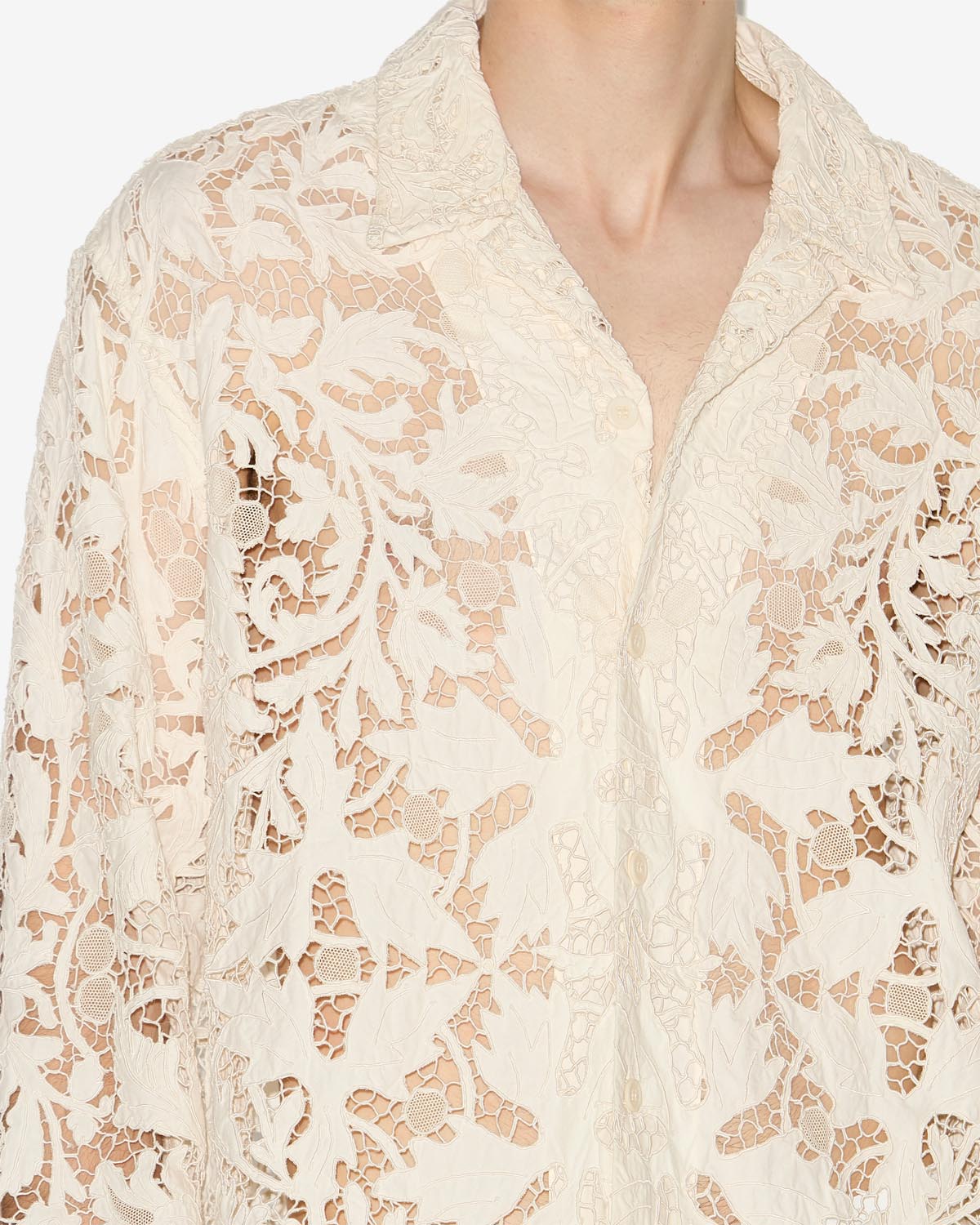 Orfeo openwork lace shirt - Ecru - Man - 2