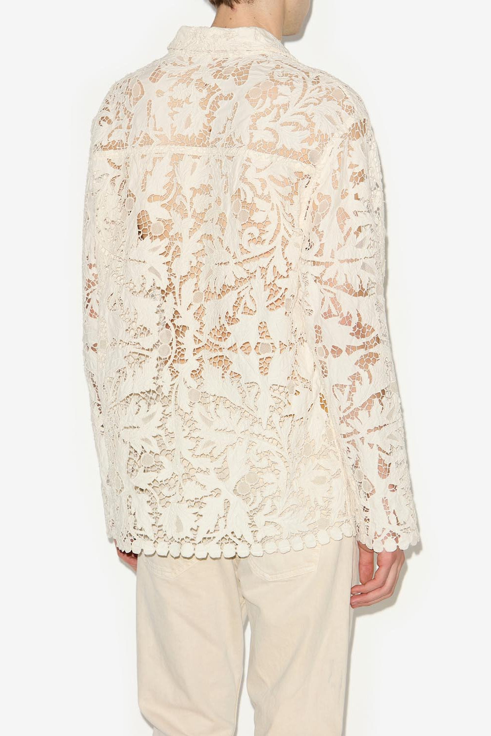 Camicia in pizzo traforato orfeo - Ecru - Man - 6