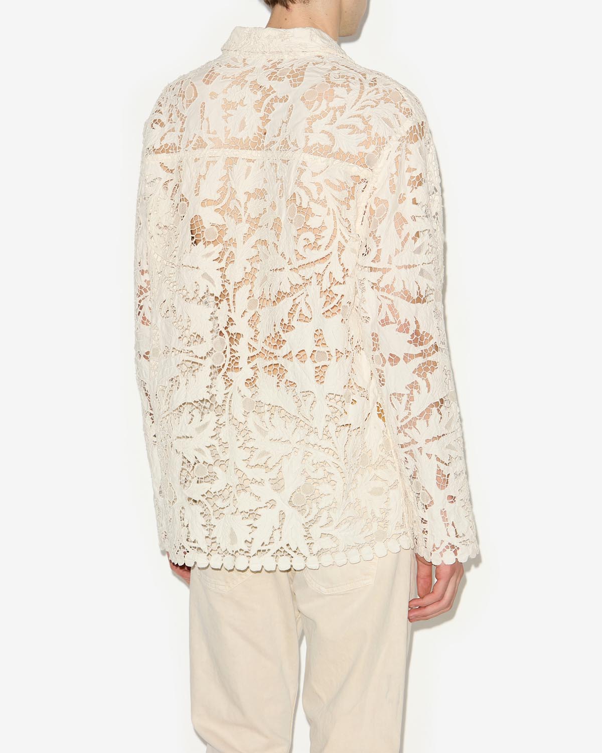Orfeo openwork lace shirt - Ecru - Man - 4