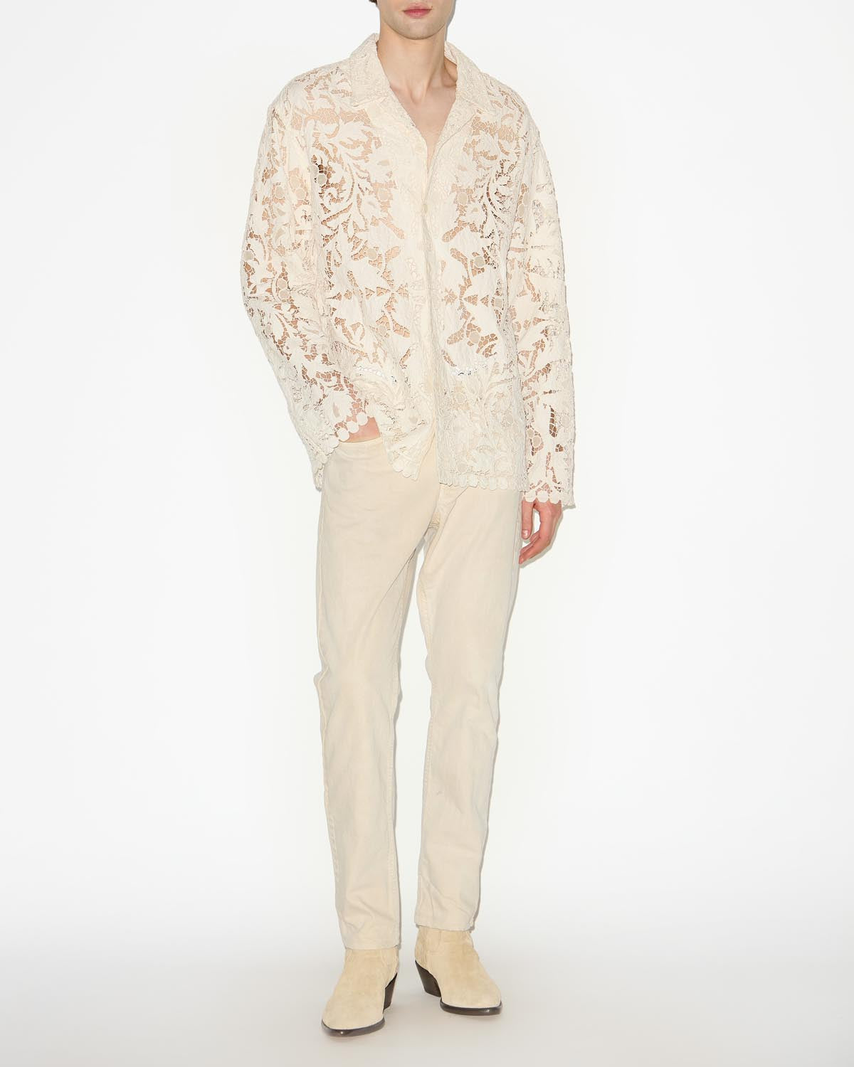 Orfeo openwork lace shirt - Ecru - Man - 1