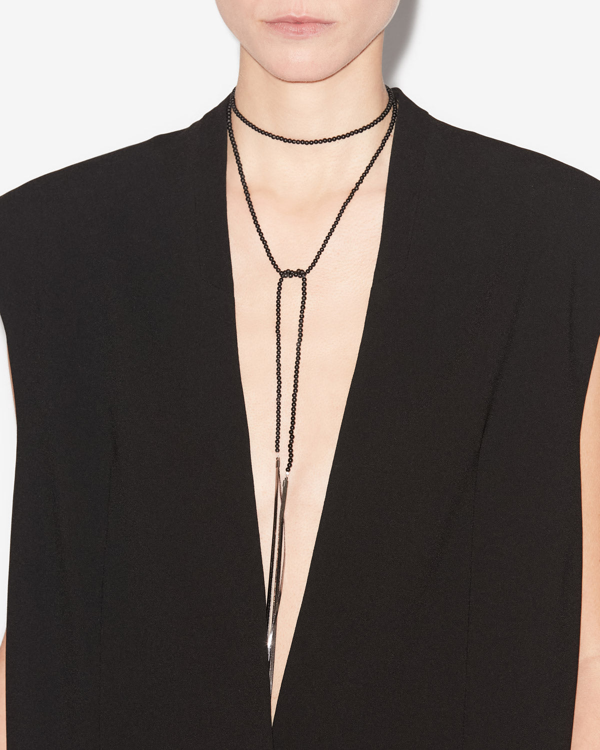 Collier écharpe emi - Noir-gris métal - Woman - 1