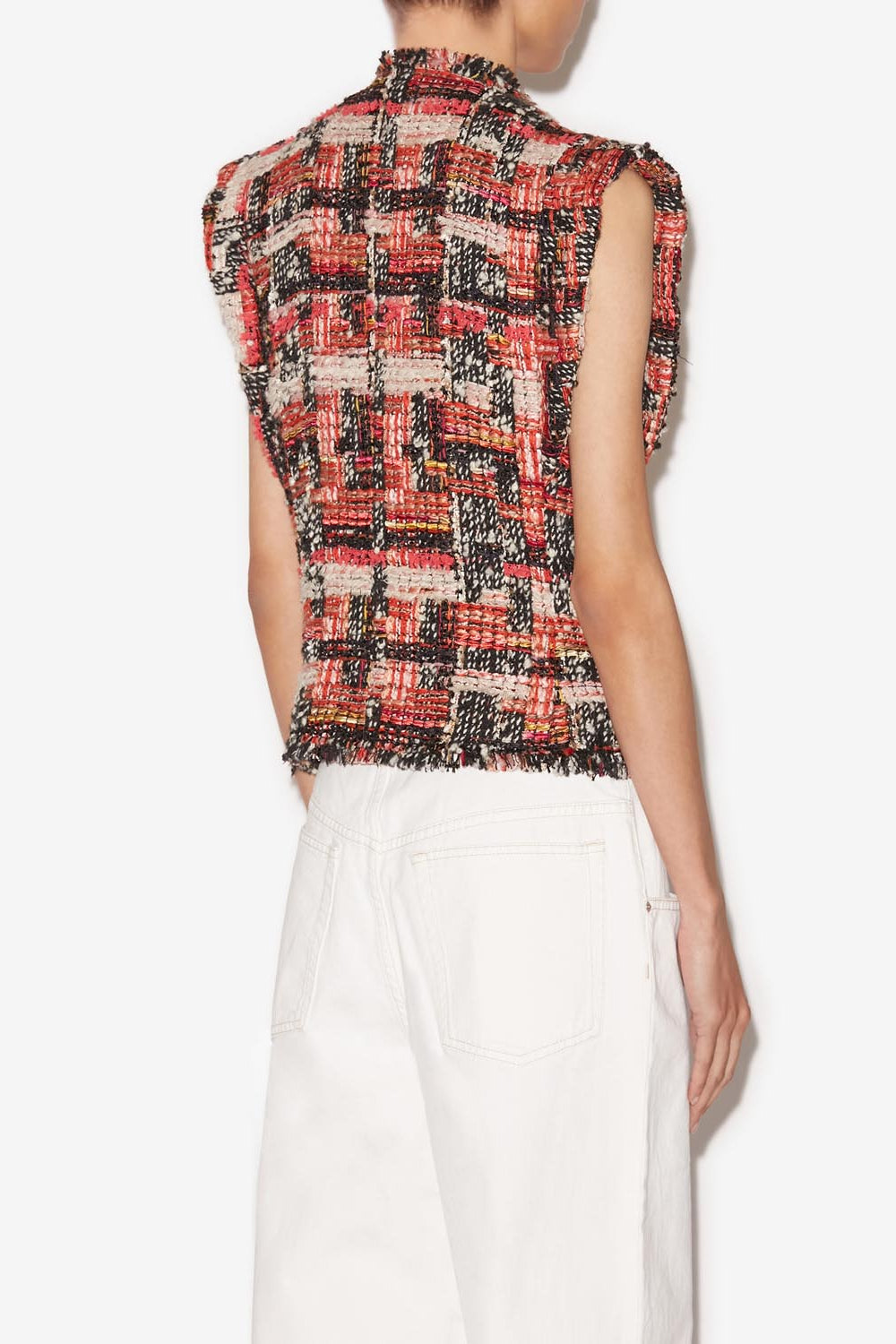 Chaleco tweed de lana djiroy - Shell pink-ecru - Woman - 5