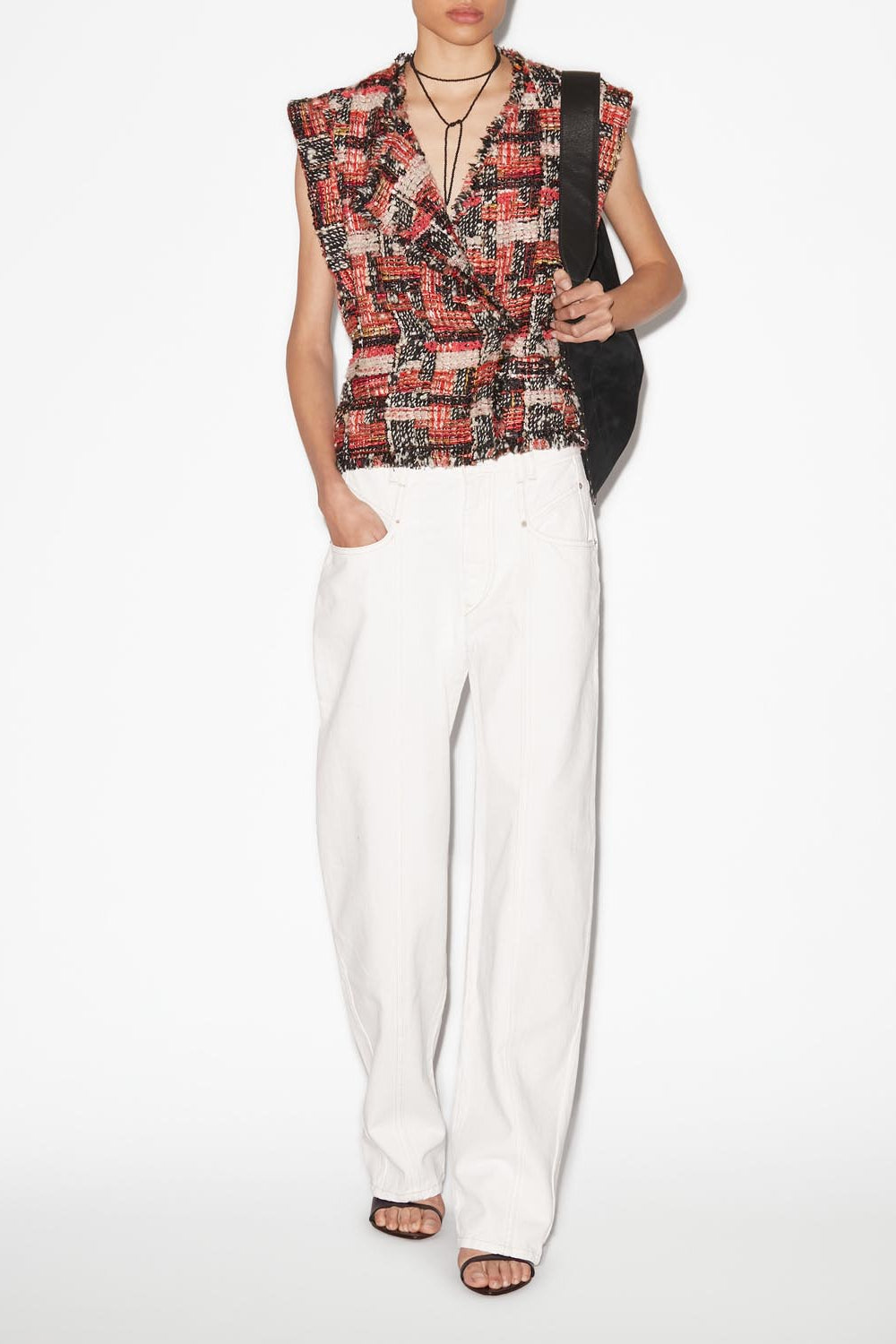 Chaleco tweed de lana djiroy - Shell pink-ecru - Woman - 2