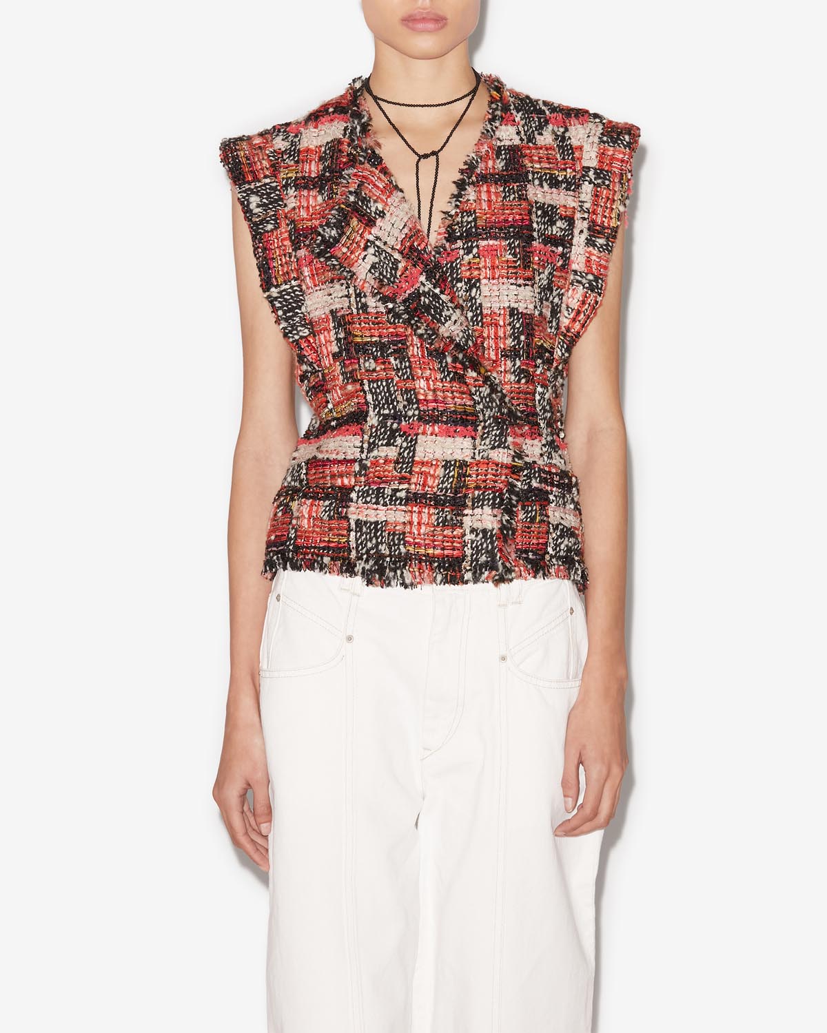 Djiroy ウールツイード ウエストコート - Shell pink-ecru - Woman - 3