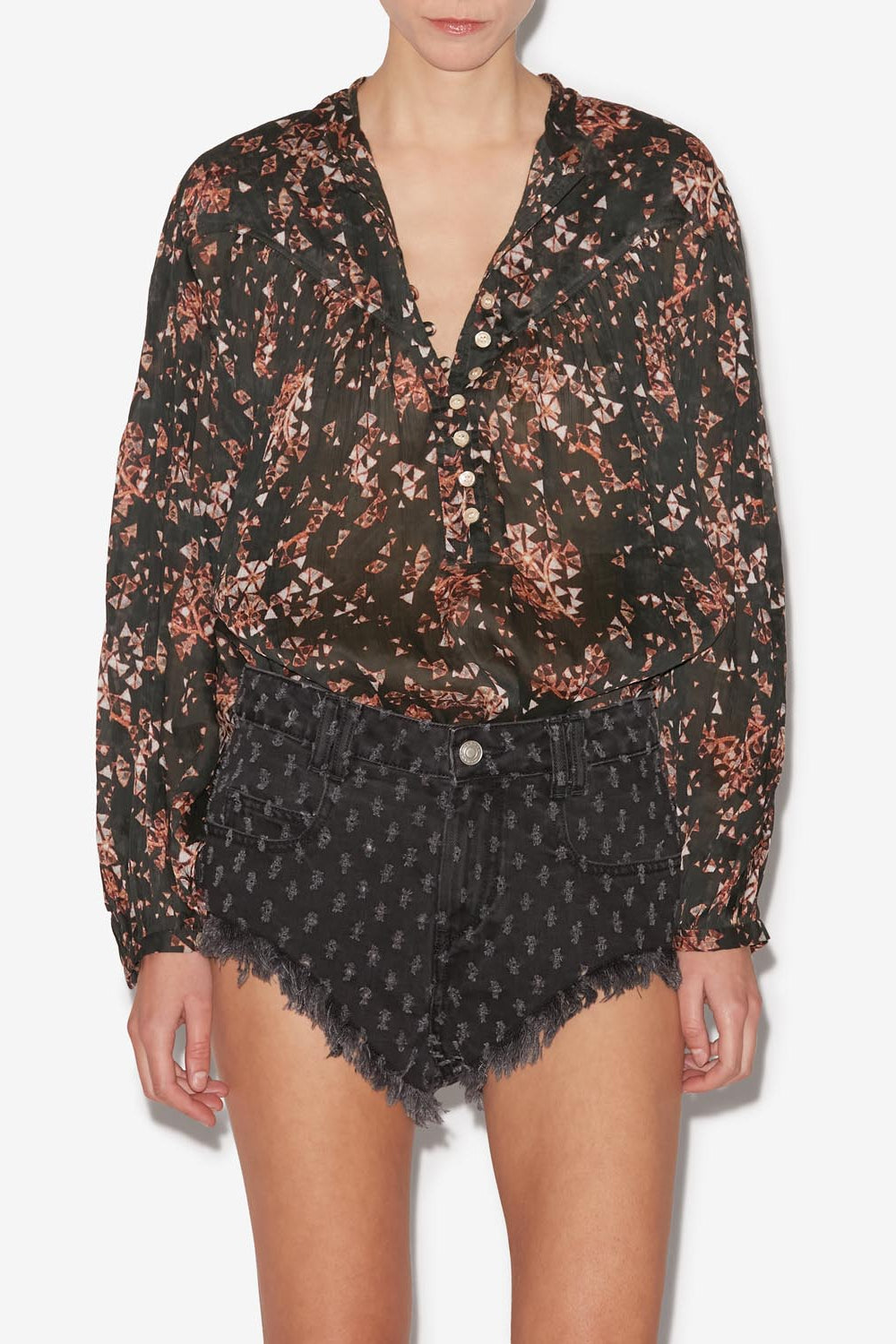 Kiledia printed cotton blouse - Black - Woman - 4