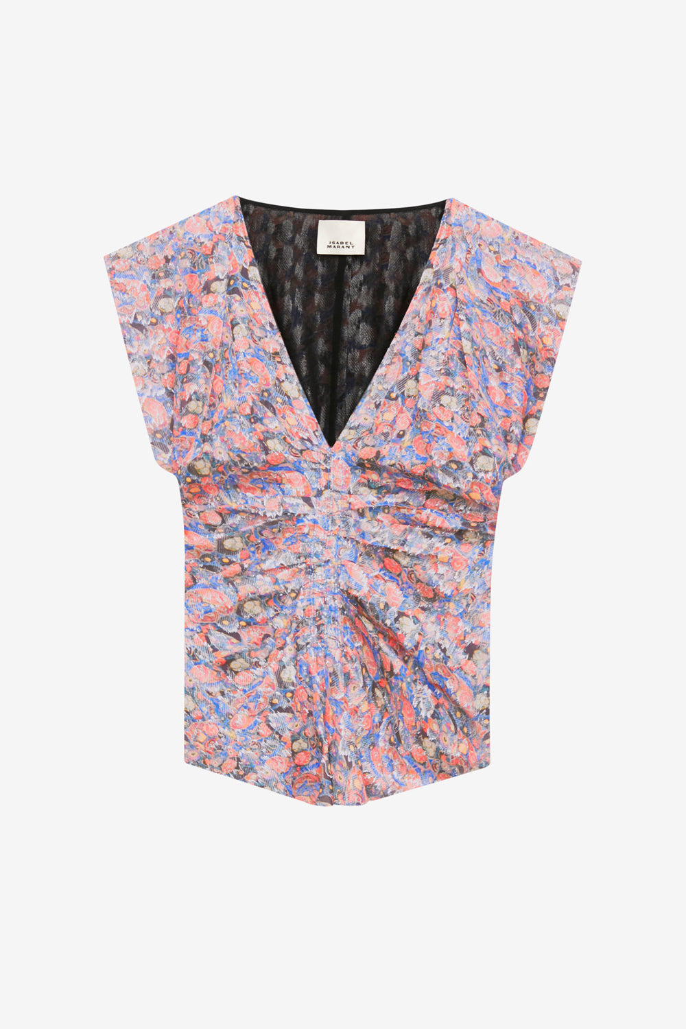 Lonea printed top with frills - Blue - Woman - 1