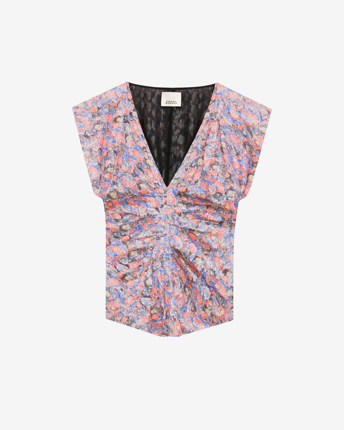 Lonea printed top with frills - Blue - Woman - 5