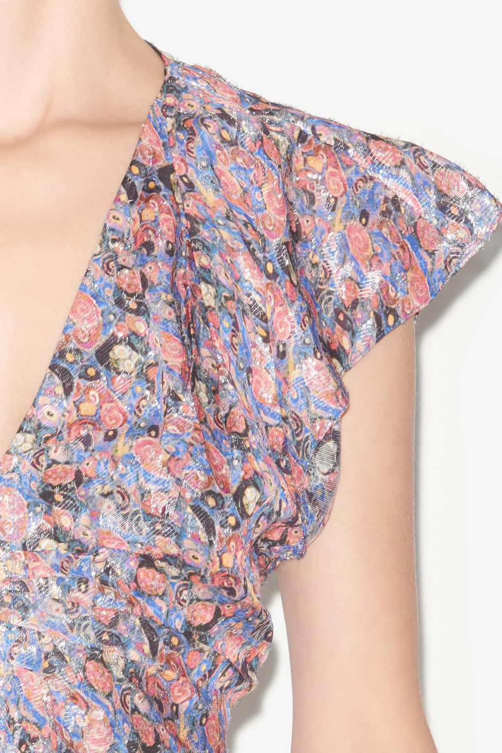 Lonea printed top with frills - Blue - Woman - 3