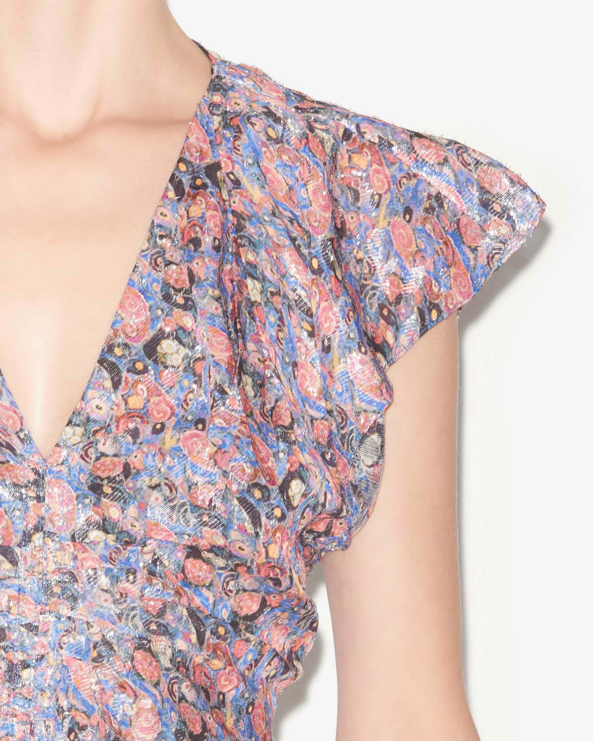 Lonea printed top with frills - Blue - Woman - 2