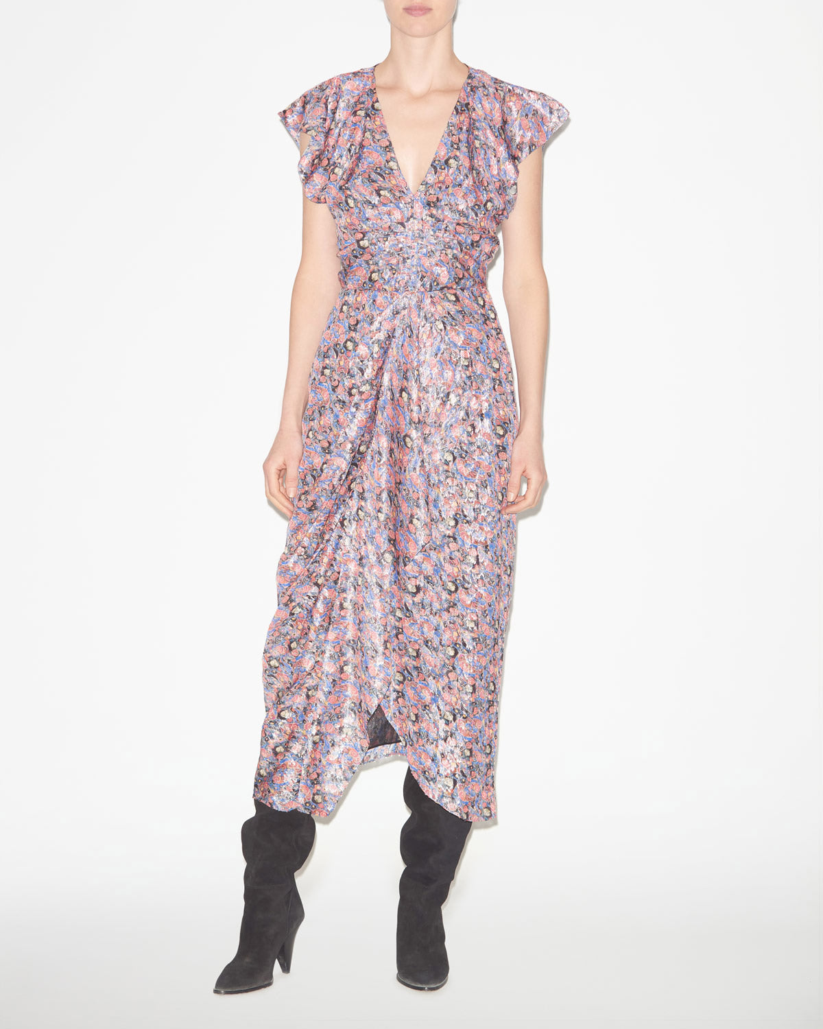 Lonea printed top with frills - Blue - Woman - 1