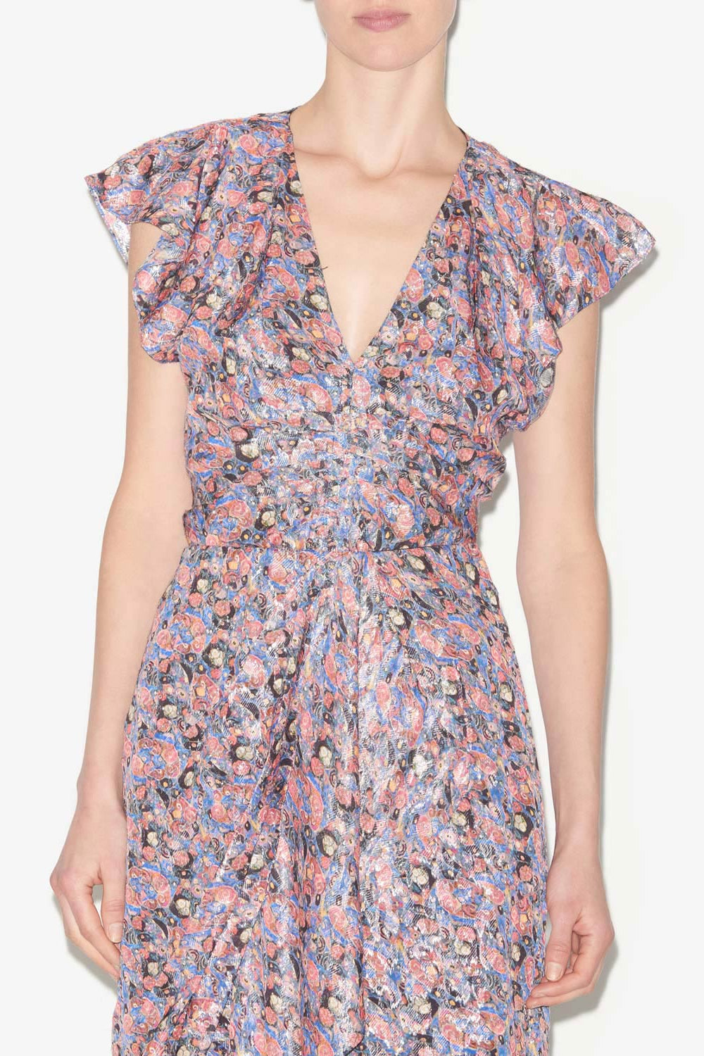 Lonea printed top with frills - Blue - Woman - 4