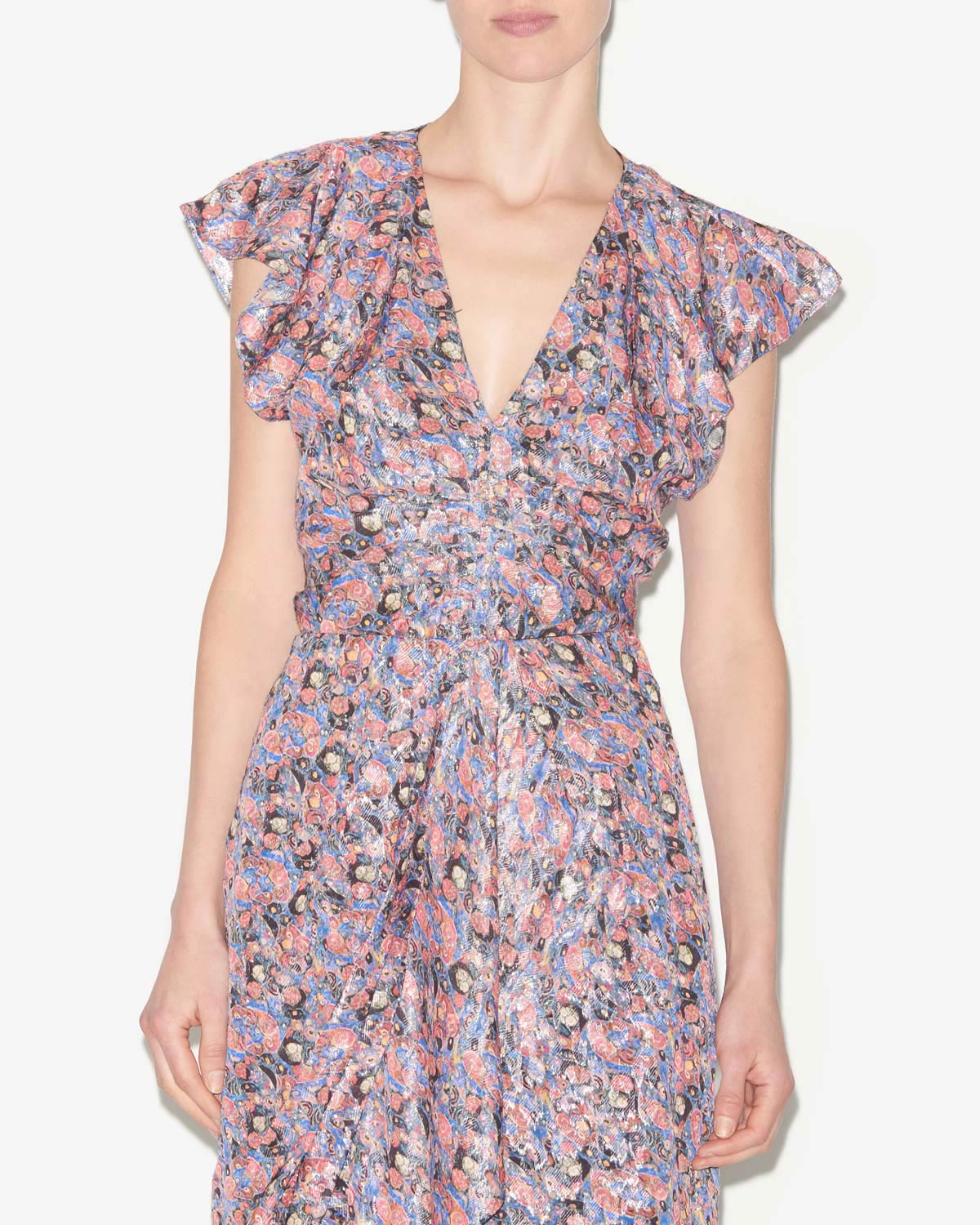 Lonea printed top with frills - Blue - Woman - 3