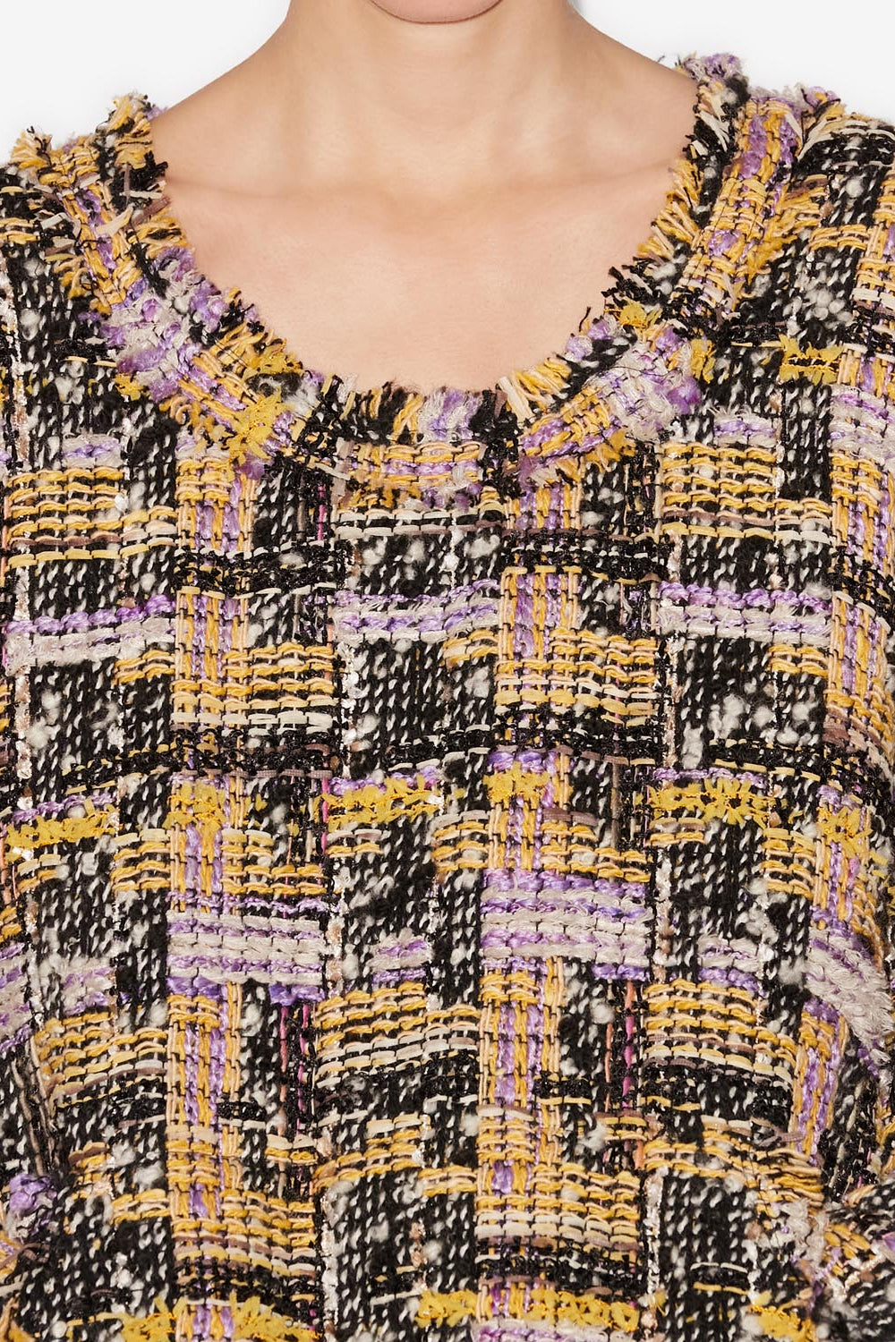 Dragana wool tweed top - Lilac-yellow - Woman - 4