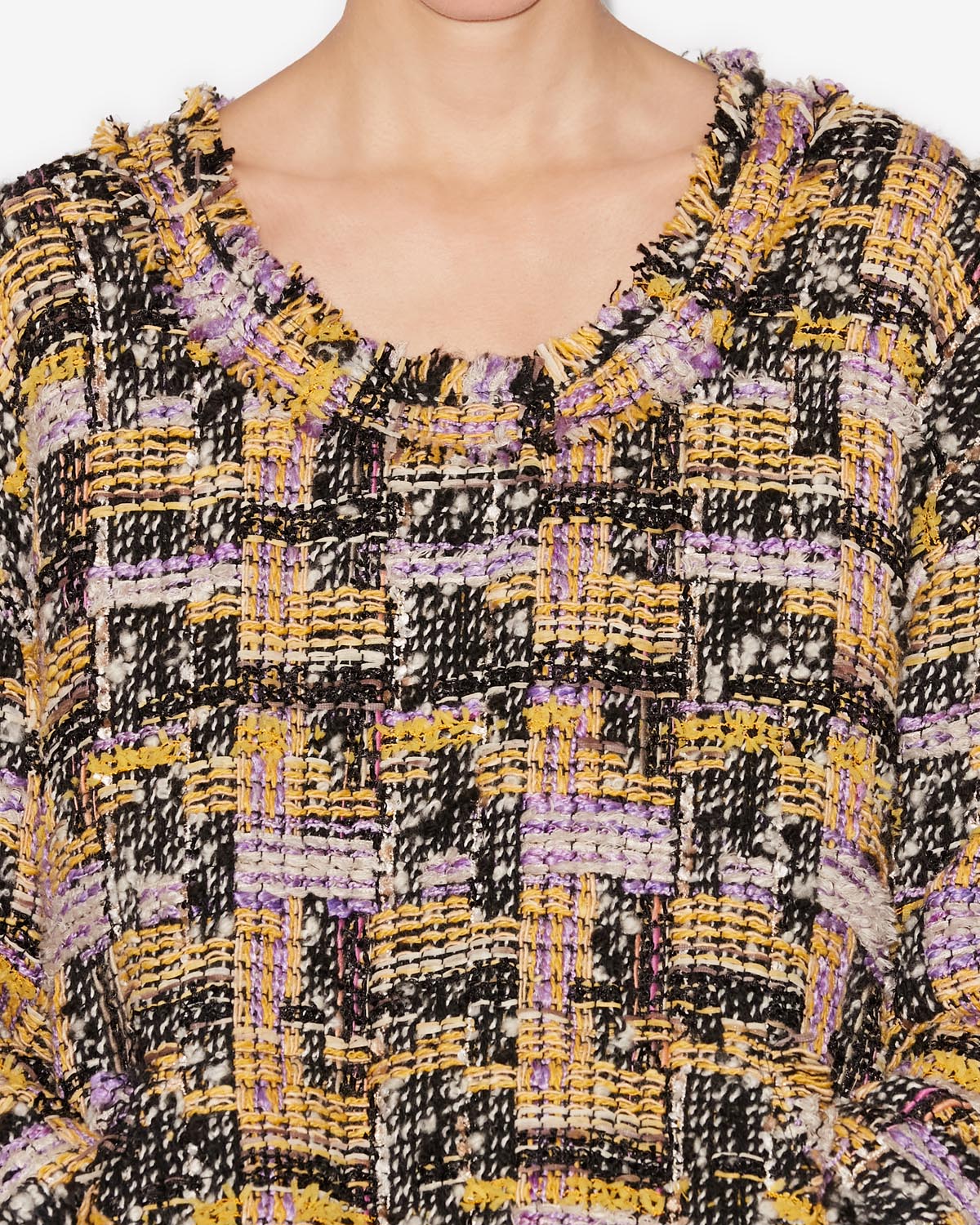 Dragana wool tweed top - Lilac-yellow - Woman - 2