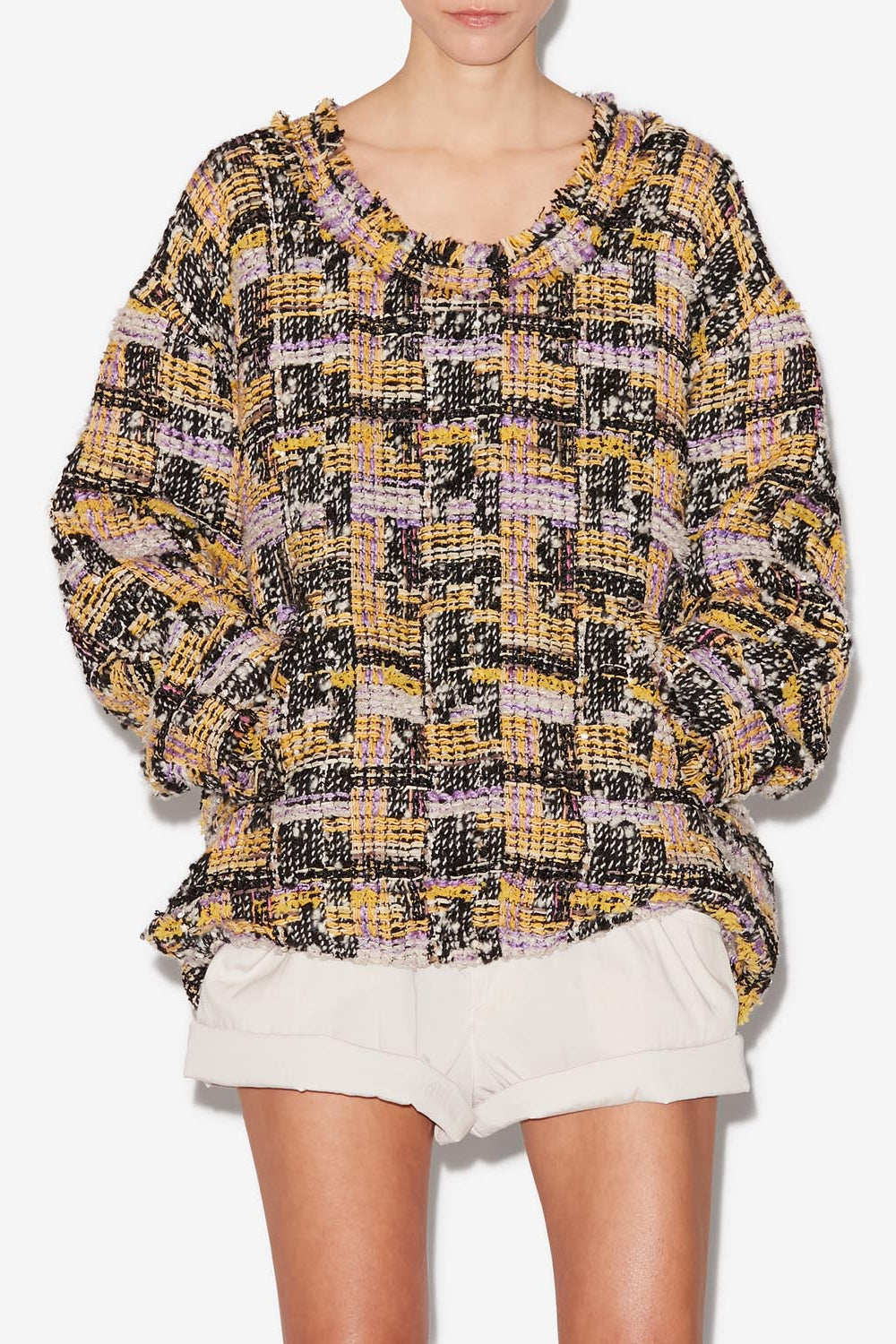 Dragana wool tweed top - Lilac-yellow - Woman - 5