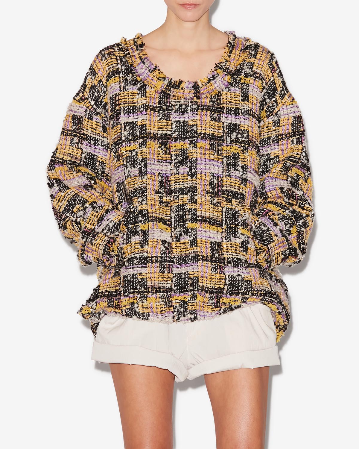 Dragana wool tweed top - Lilac-yellow - Woman - 3